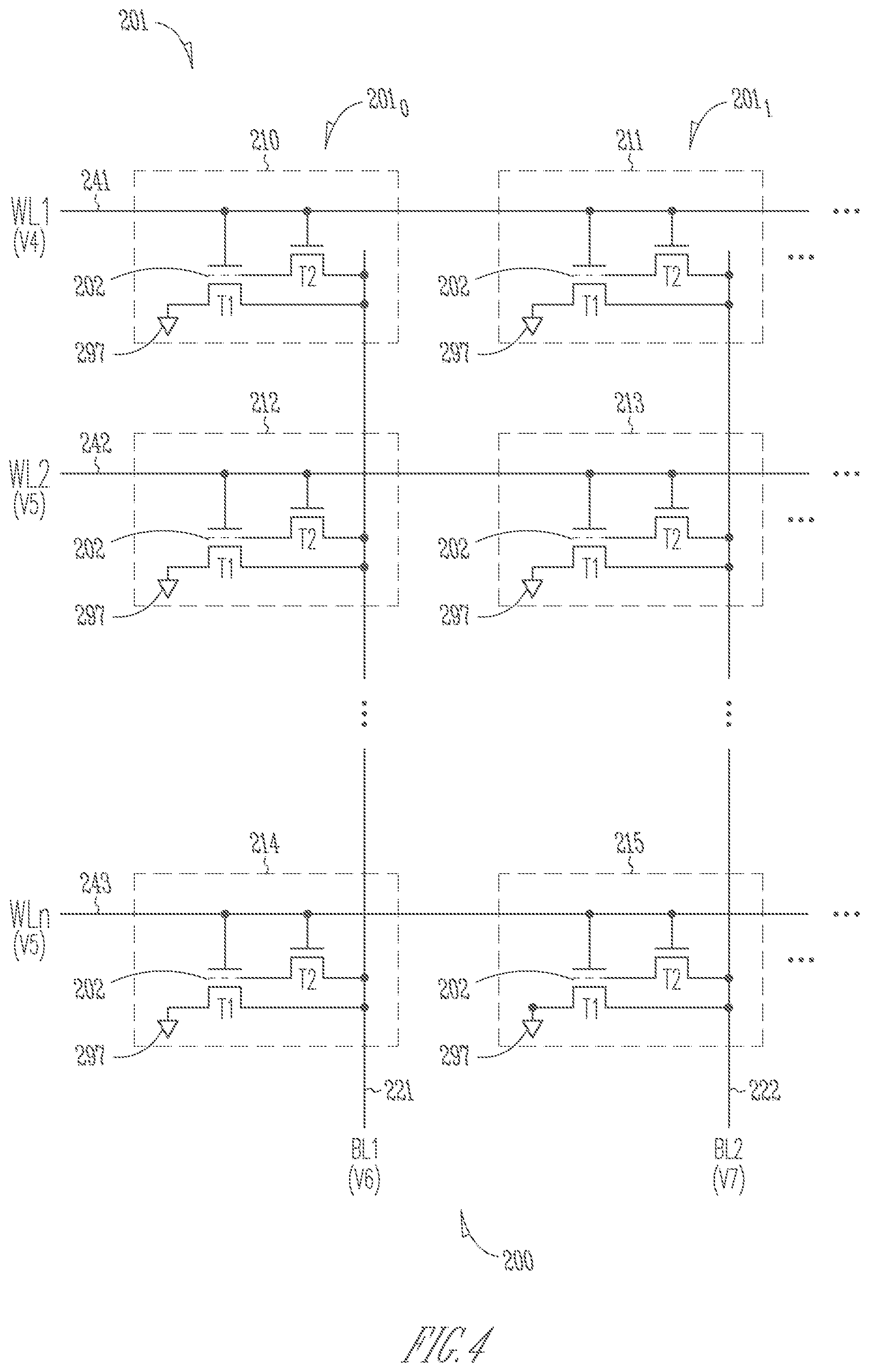 Patent US11776907 Figure 4 – Memory device having 2-transistor vertical memory cell and a common plate