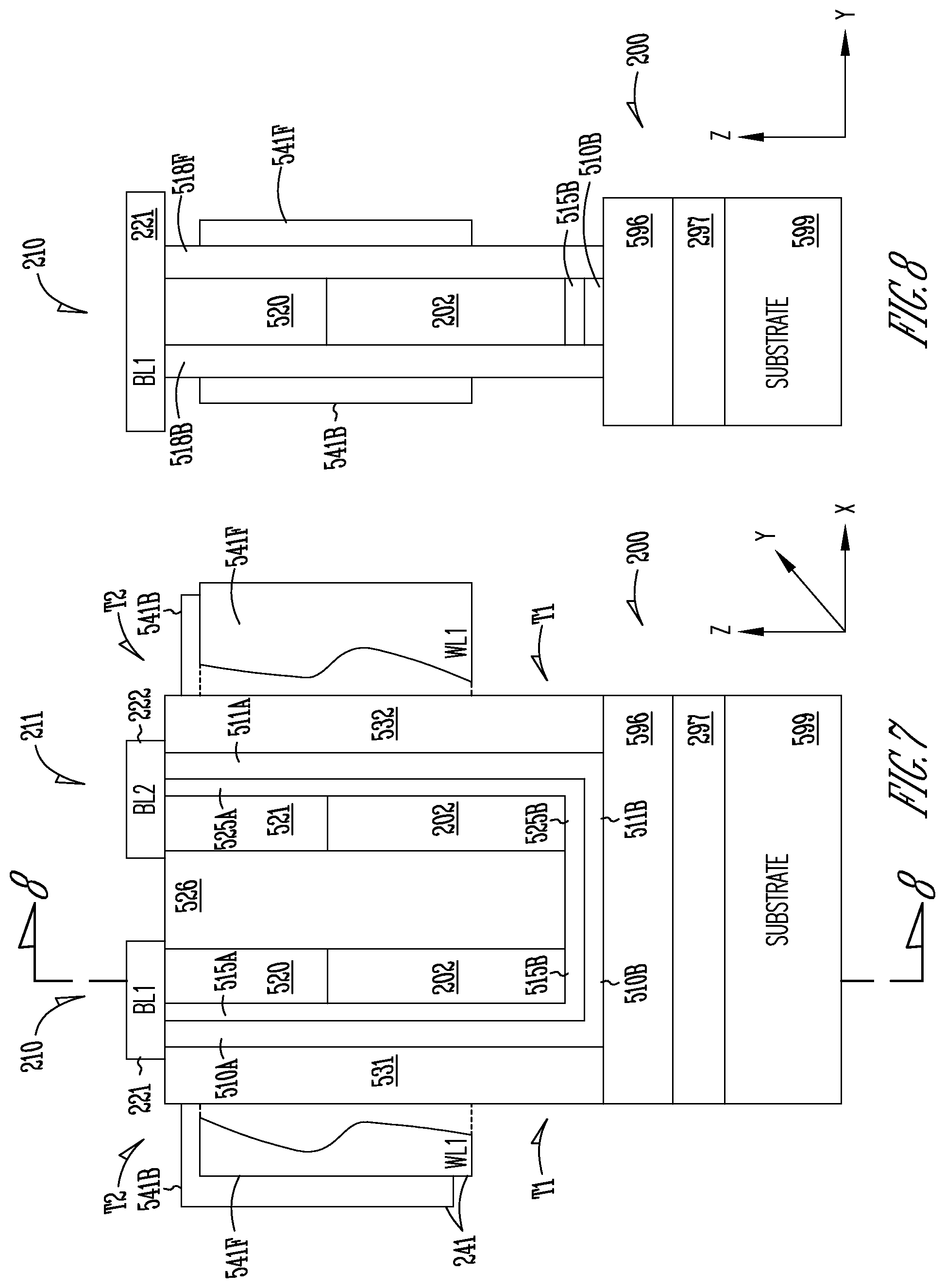 Patent US11776907 Figure 6 – Memory device having 2-transistor vertical memory cell and a common plate