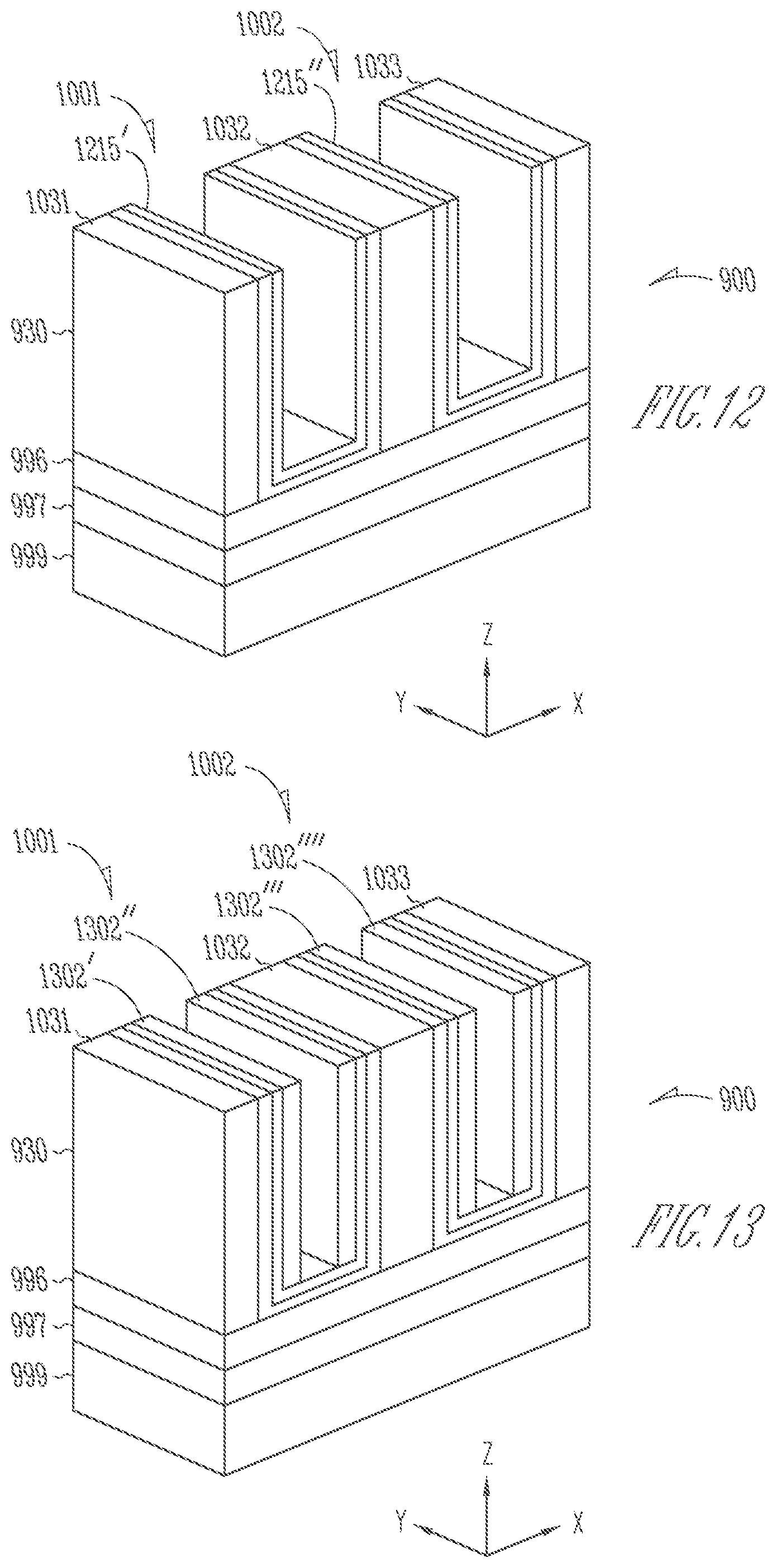 Patent US11776907 Figure 9 – Memory device having 2-transistor vertical memory cell and a common plate
