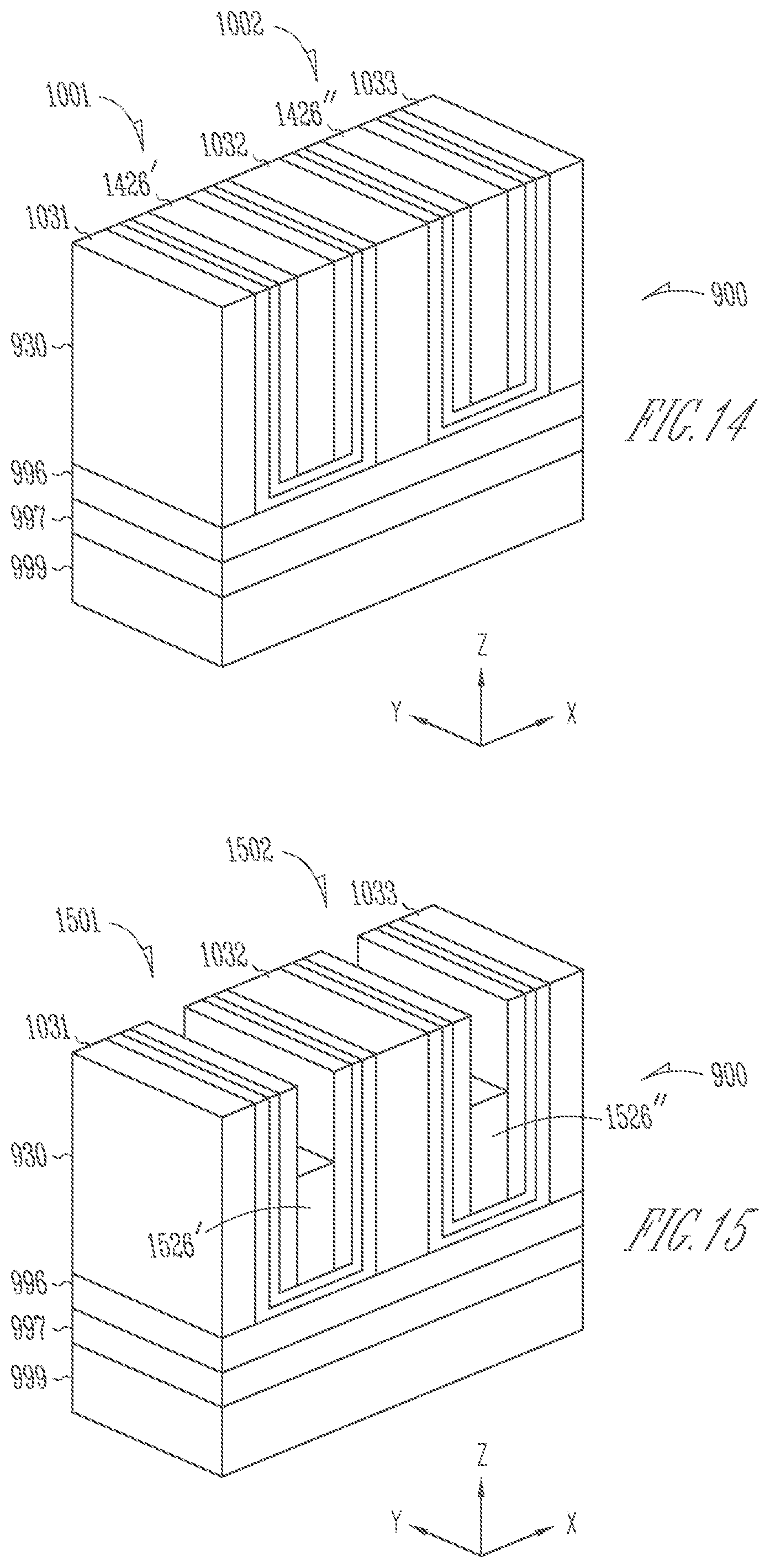 Patent US11776907 Figure 10 – Memory device having 2-transistor vertical memory cell and a common plate