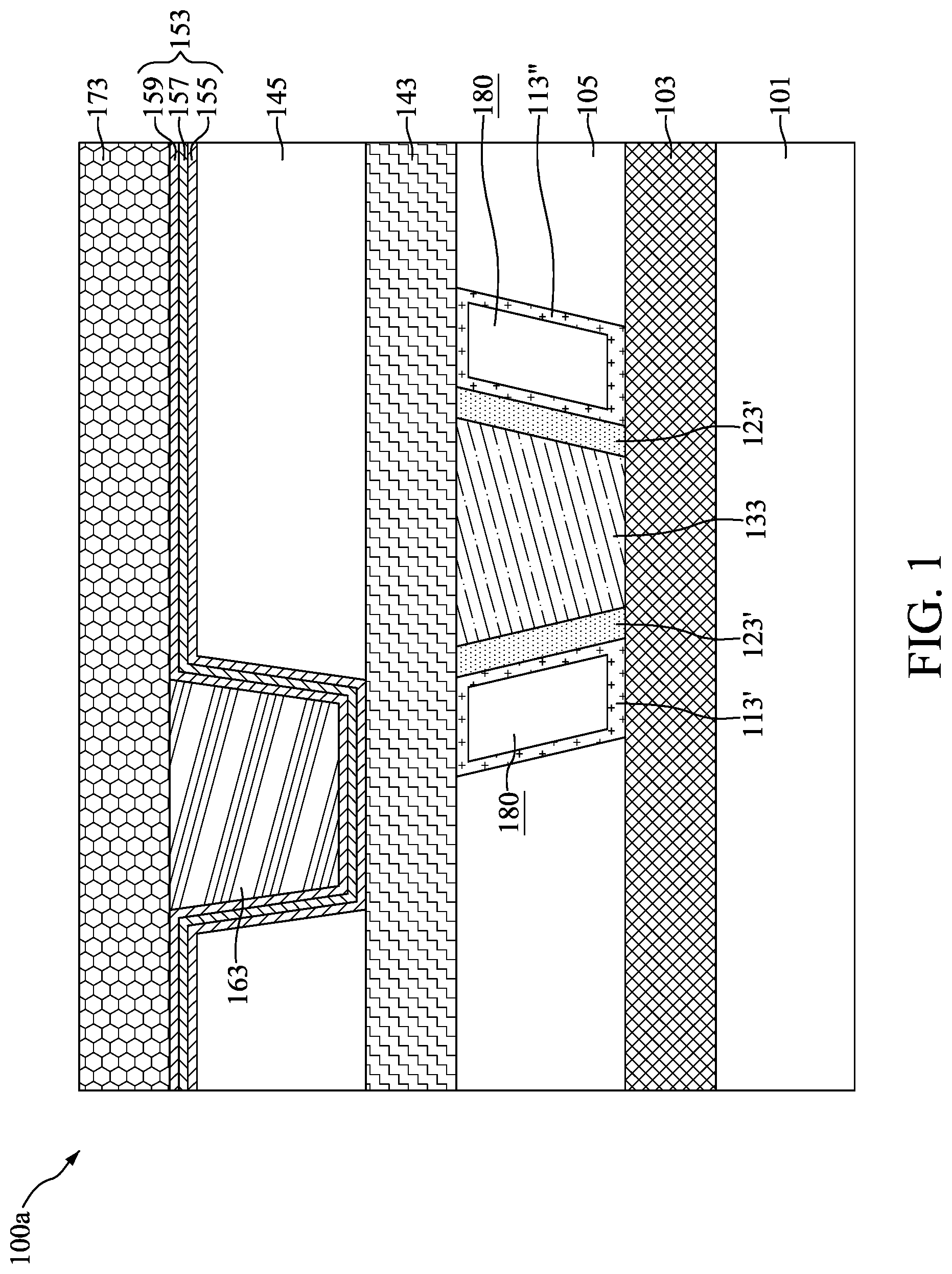 Patent US11776912 — Method for preparing semiconductor device structure with manganese-containing lining layer — Figure 1
