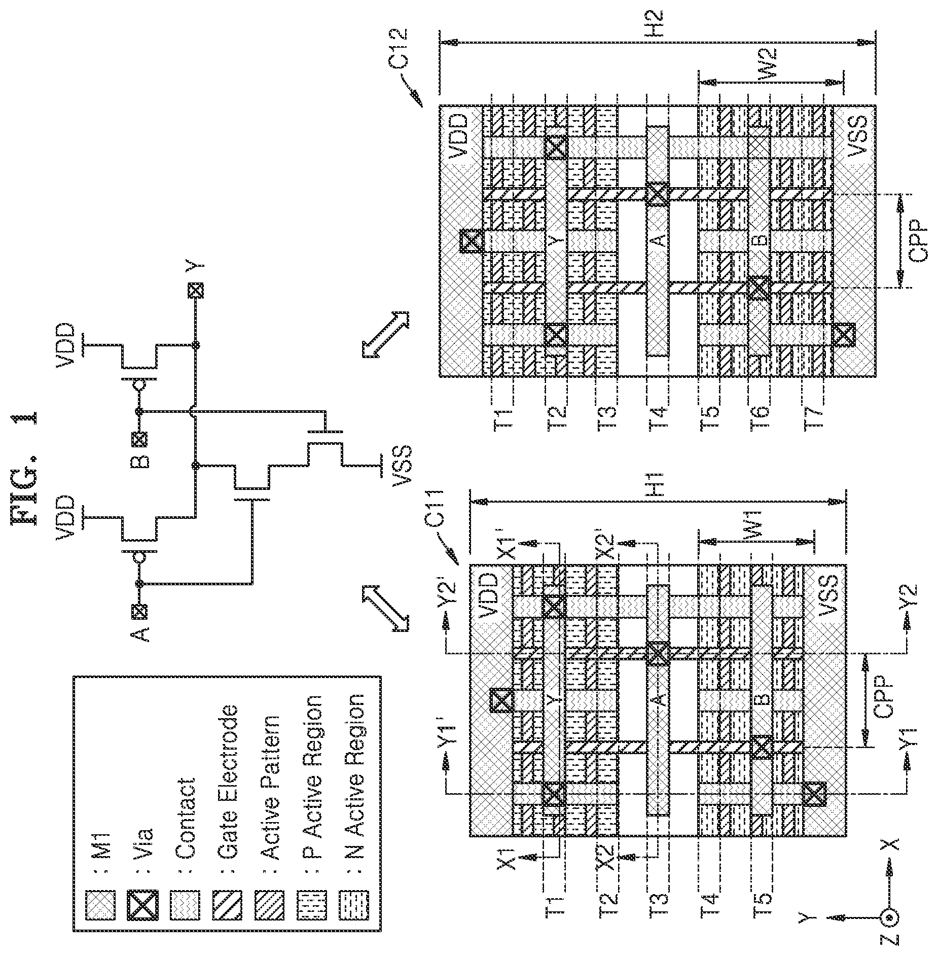 Patent US11776950 Figure 1 – Integrated circuit including cells with different heights and method of designing the same