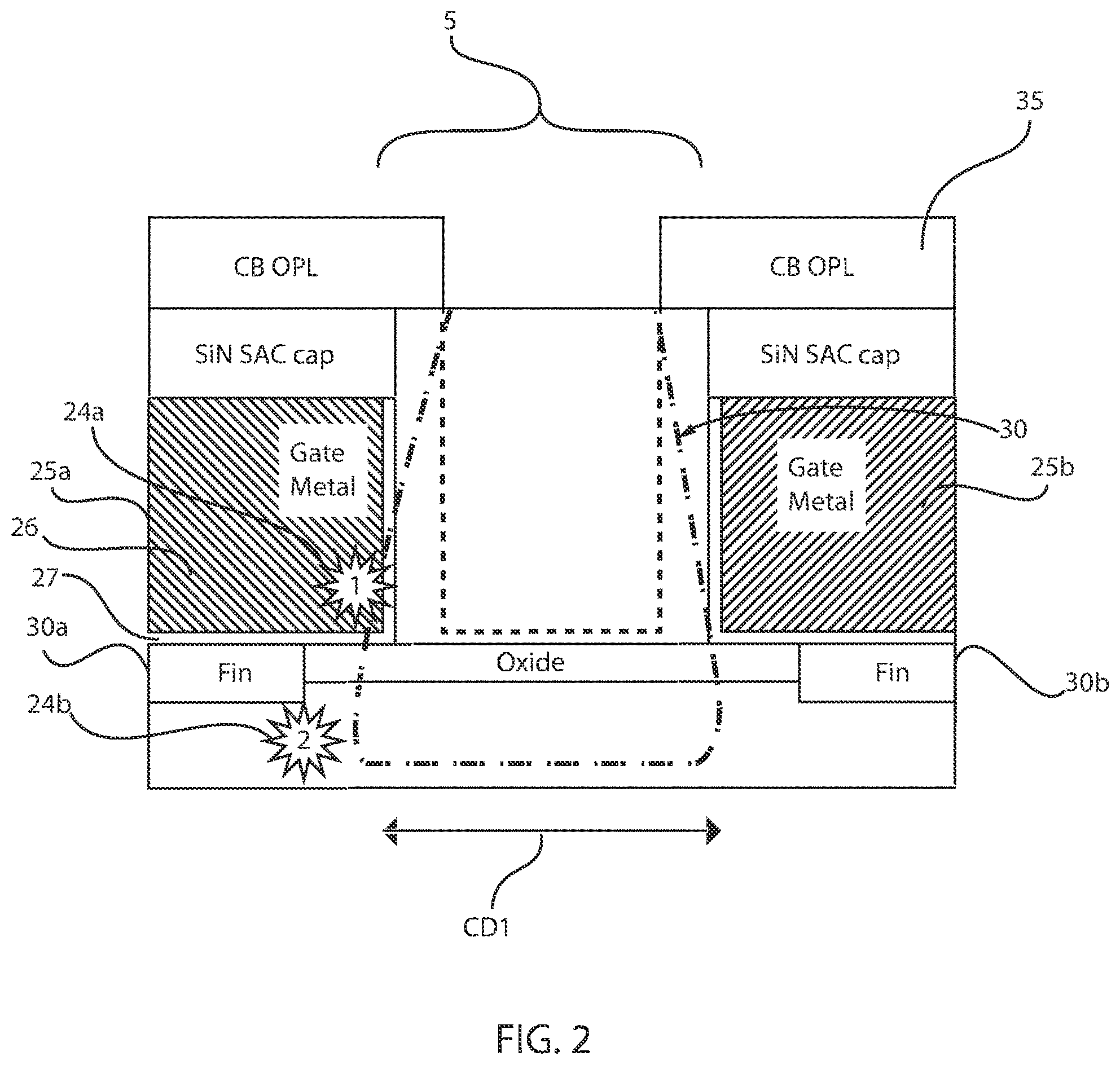 Patent US11776957 Figure 2 – Gate cut with integrated etch stop layer