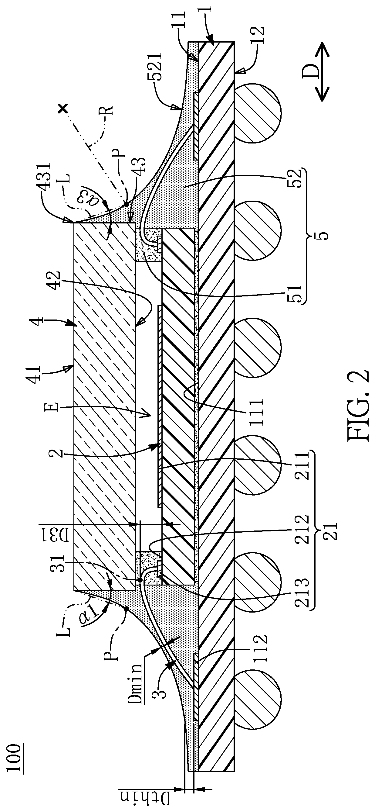 Patent US11776975 Figure 2 – Sensor package structure