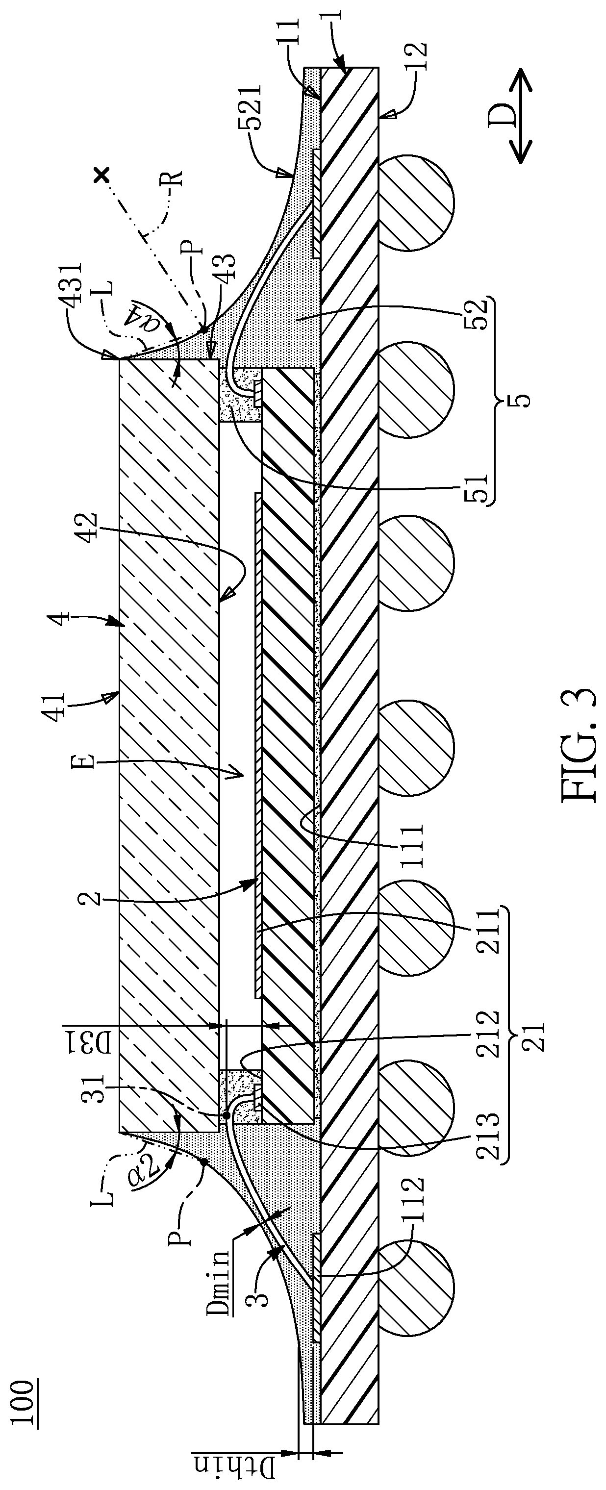 Patent US11776975 Figure 3 – Sensor package structure