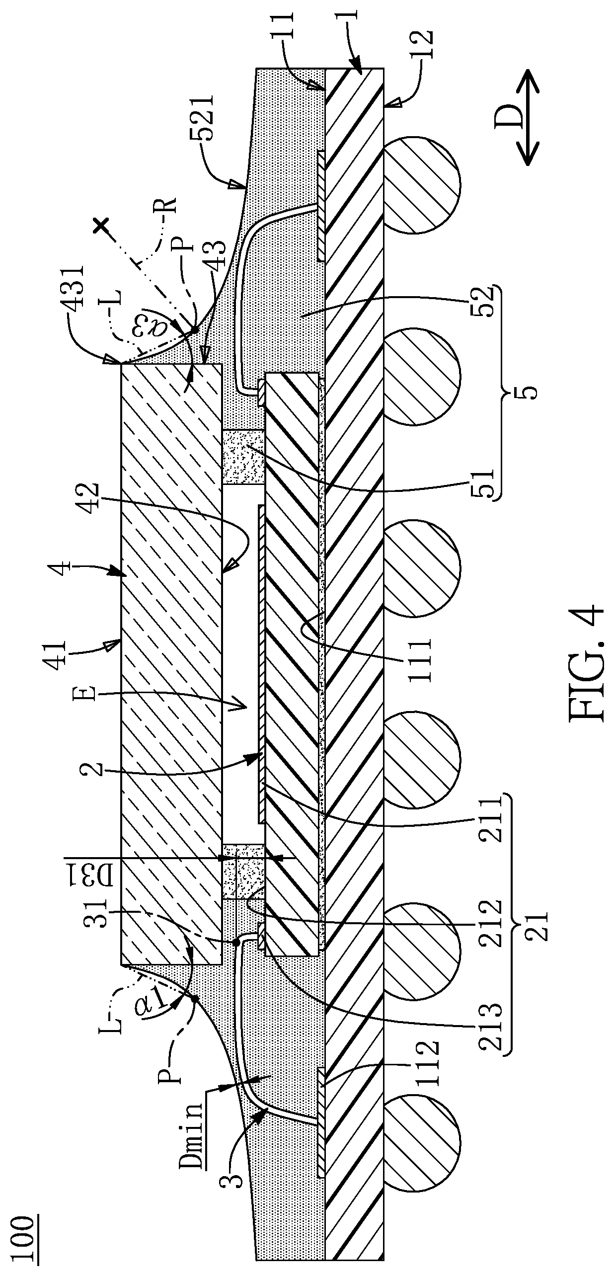 Patent US11776975 Figure 4 – Sensor package structure