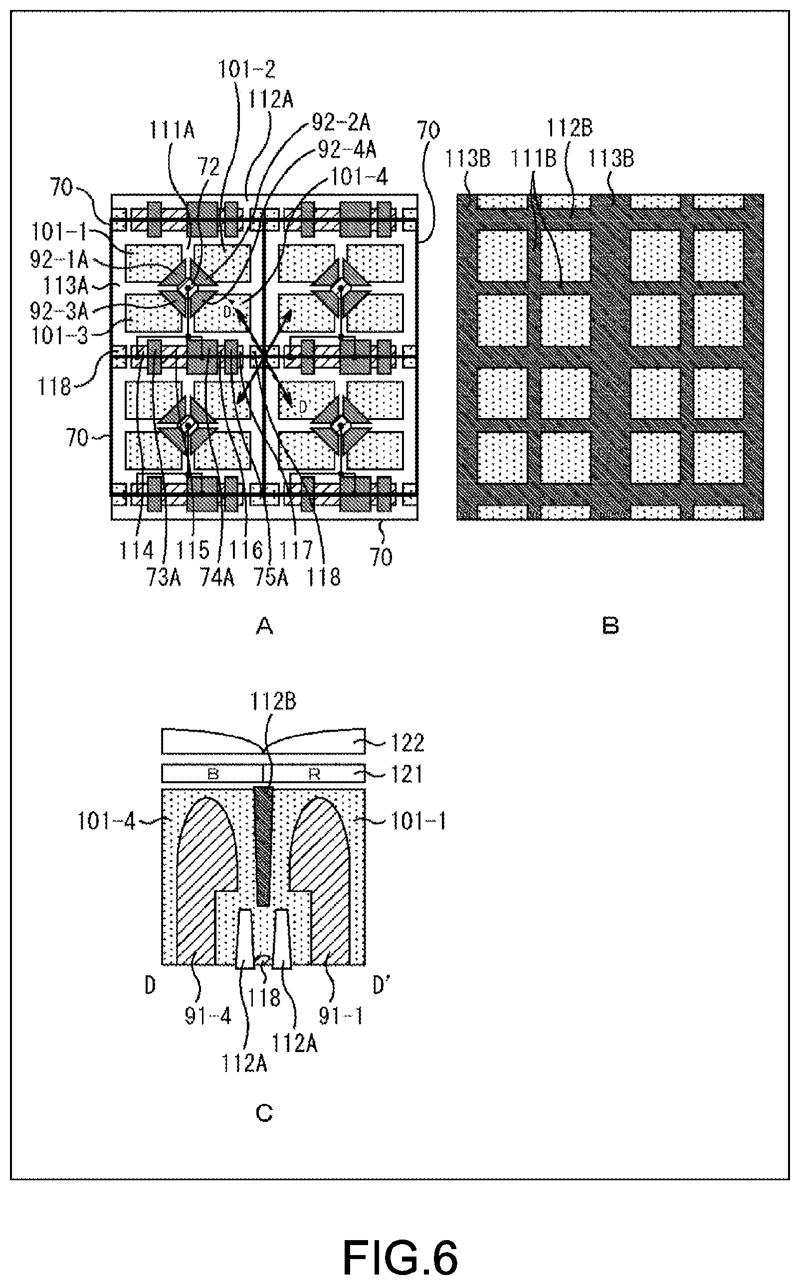 Patent US11776978 Figure 6 – Solid-state image pickup device and electronic apparatus having a separation wall between the first photodiode and the second photodiode