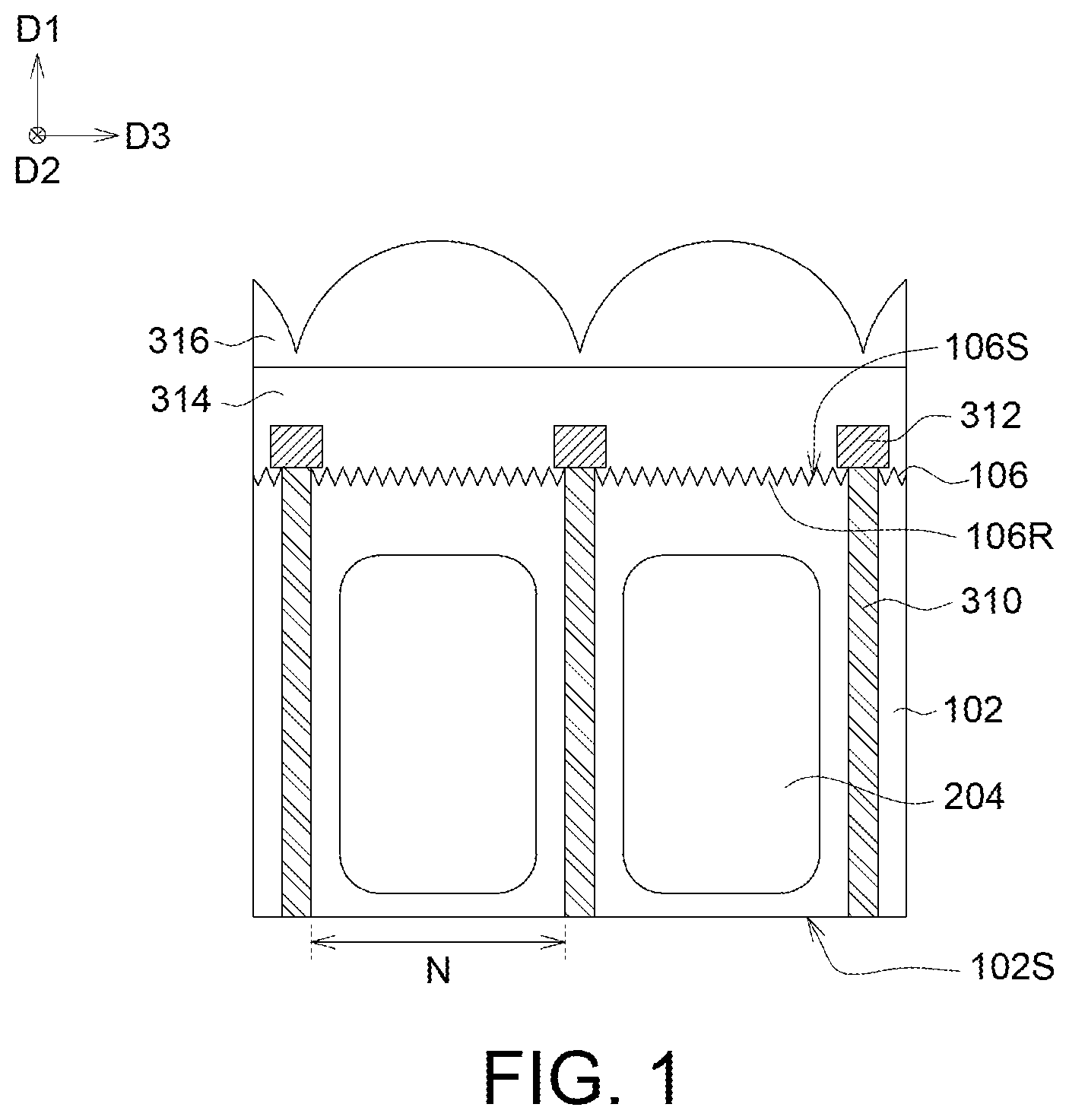 Patent US11776979 Figure 1 – Photosensitive device comprising patterned semiconductor polarizer