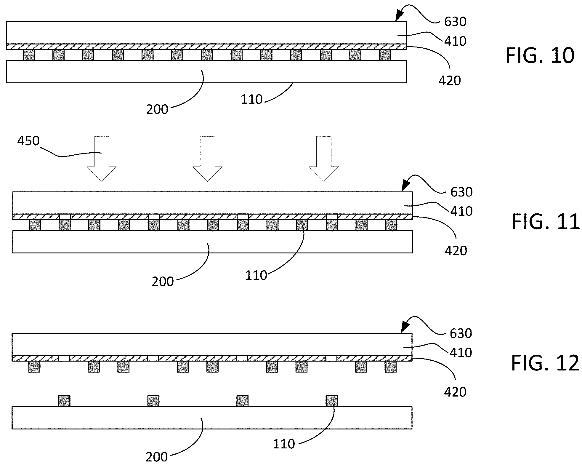 Patent US11776989 Figure 4 – Methods of parallel transfer of micro-devices using treatment