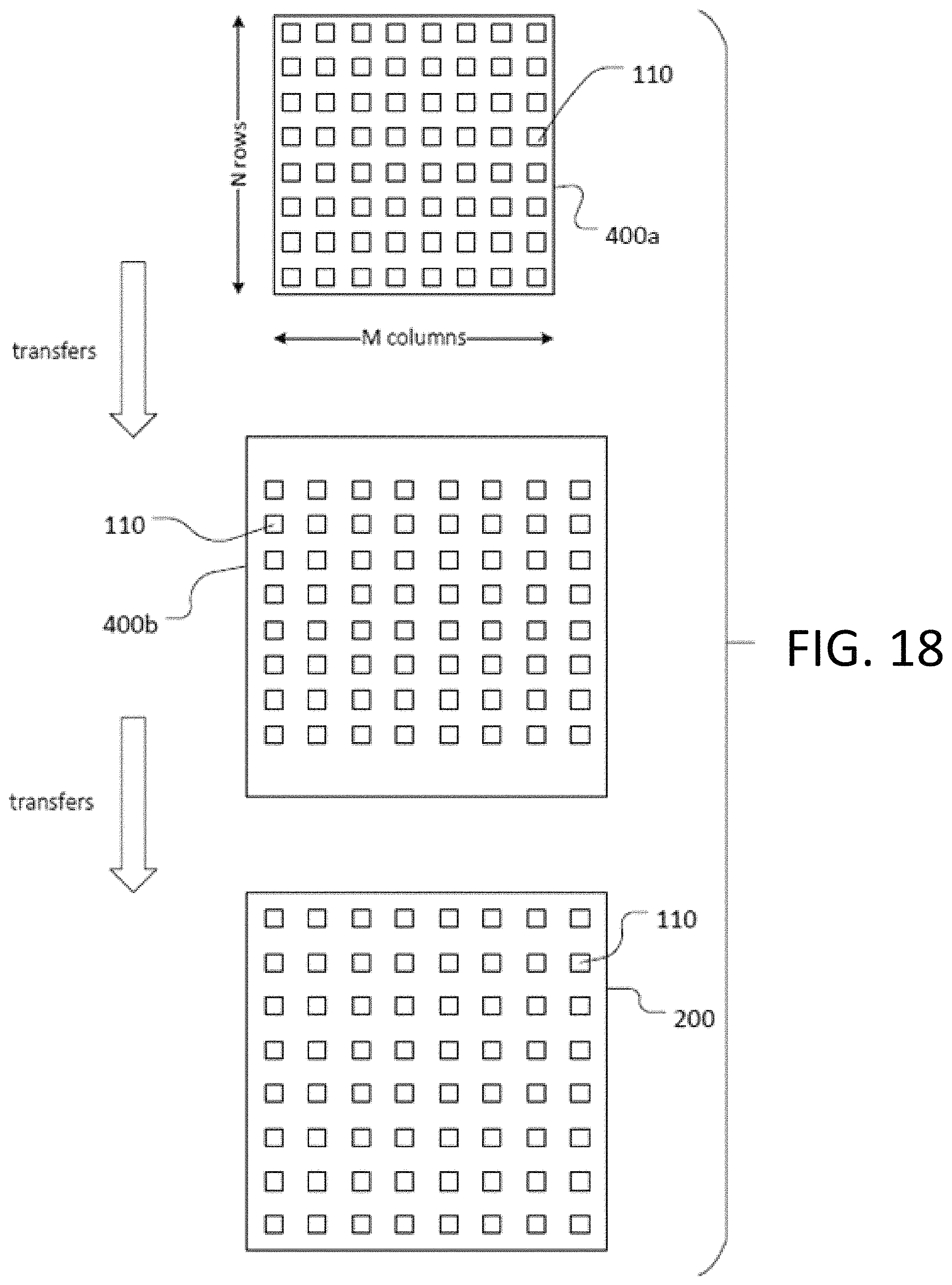 Patent US11776989 Figure 10 – Methods of parallel transfer of micro-devices using treatment