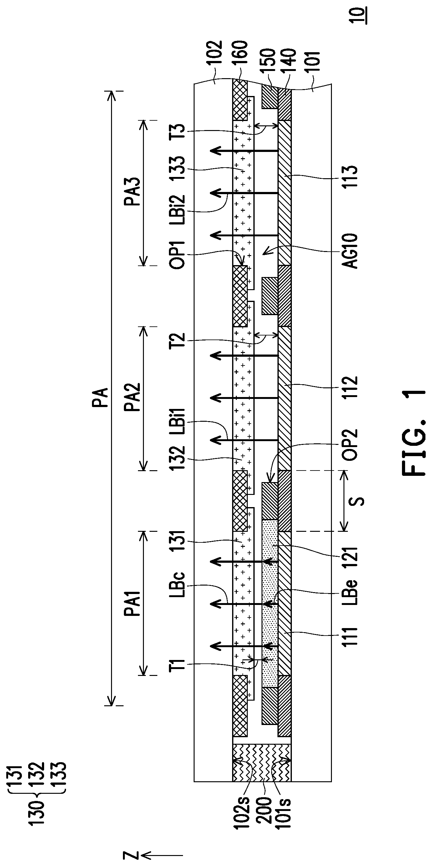 Patent US11776990 Figure 1 – Micro light-emitting diode display panel