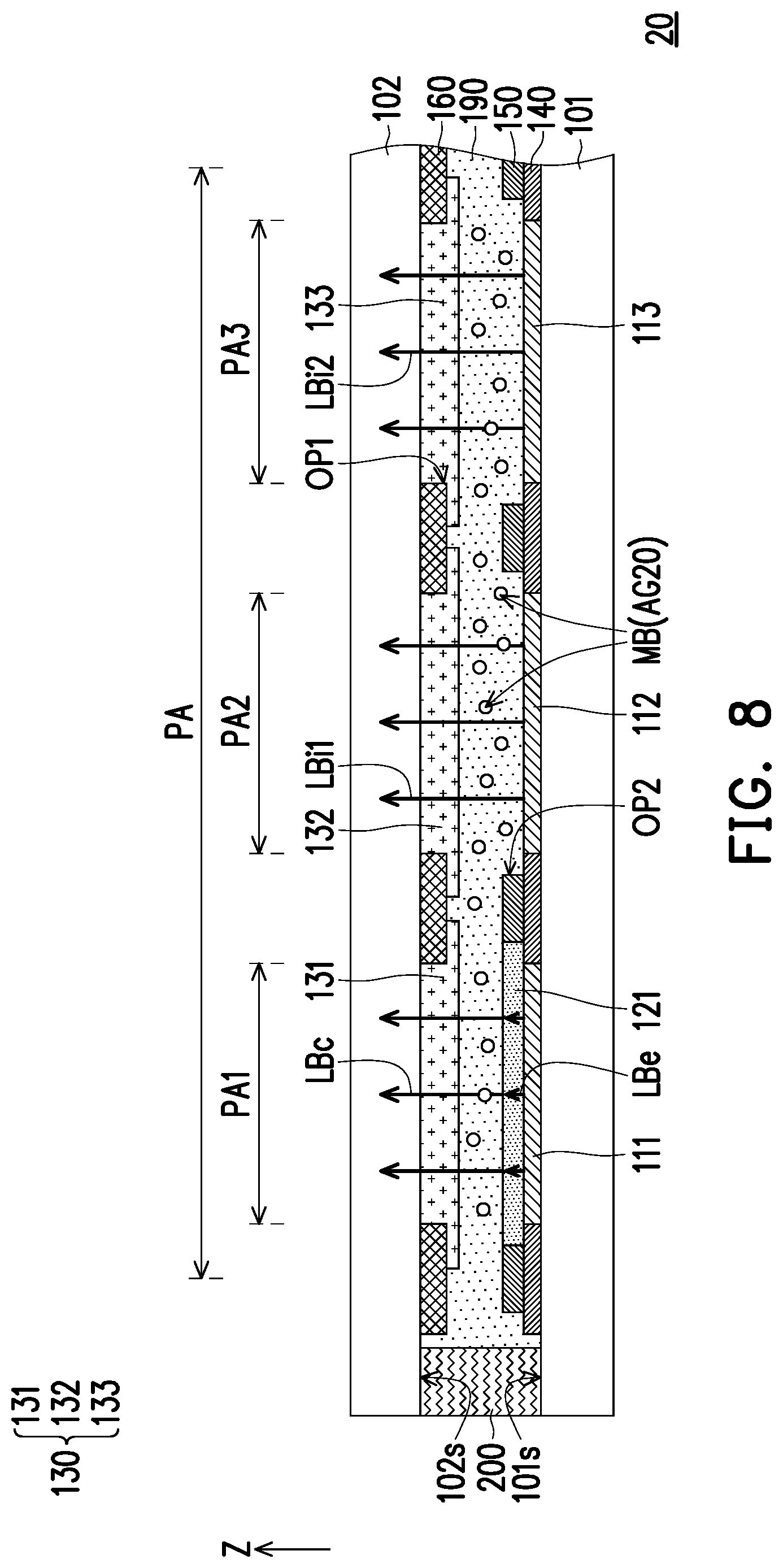 Patent US11776990 Figure 8 – Micro light-emitting diode display panel