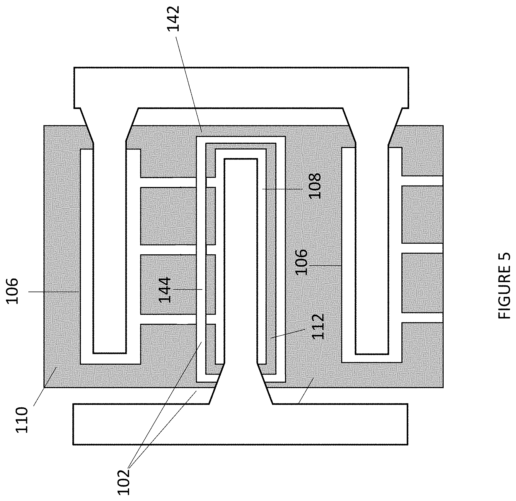 Patent US11776996 Figure 5 – ESD protection device with isolation structure layout that minimizes harmonic distortion