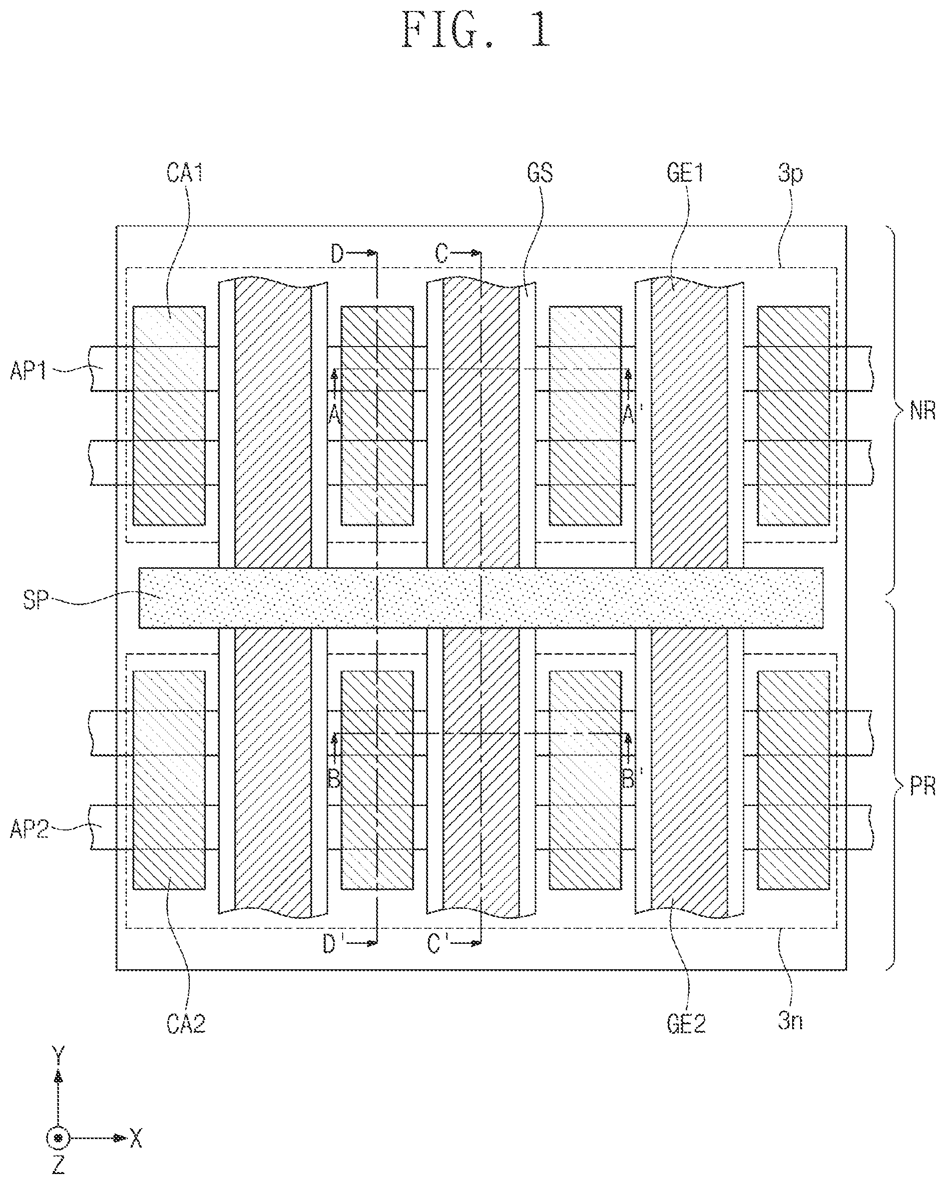Patent US11777001 Figure 1 – Semiconductor device including superlattice pattern