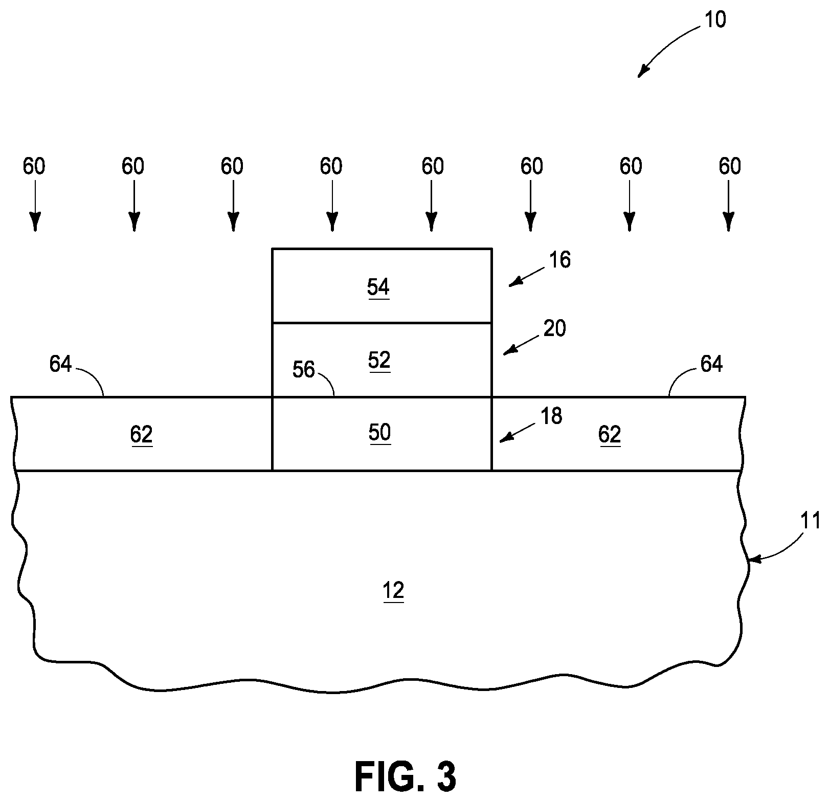 Patent US11777011 Figure 3 – Integrated circuitry, method used in the fabrication of a vertical transistor, and method used in the fabrication of integrated circuitry