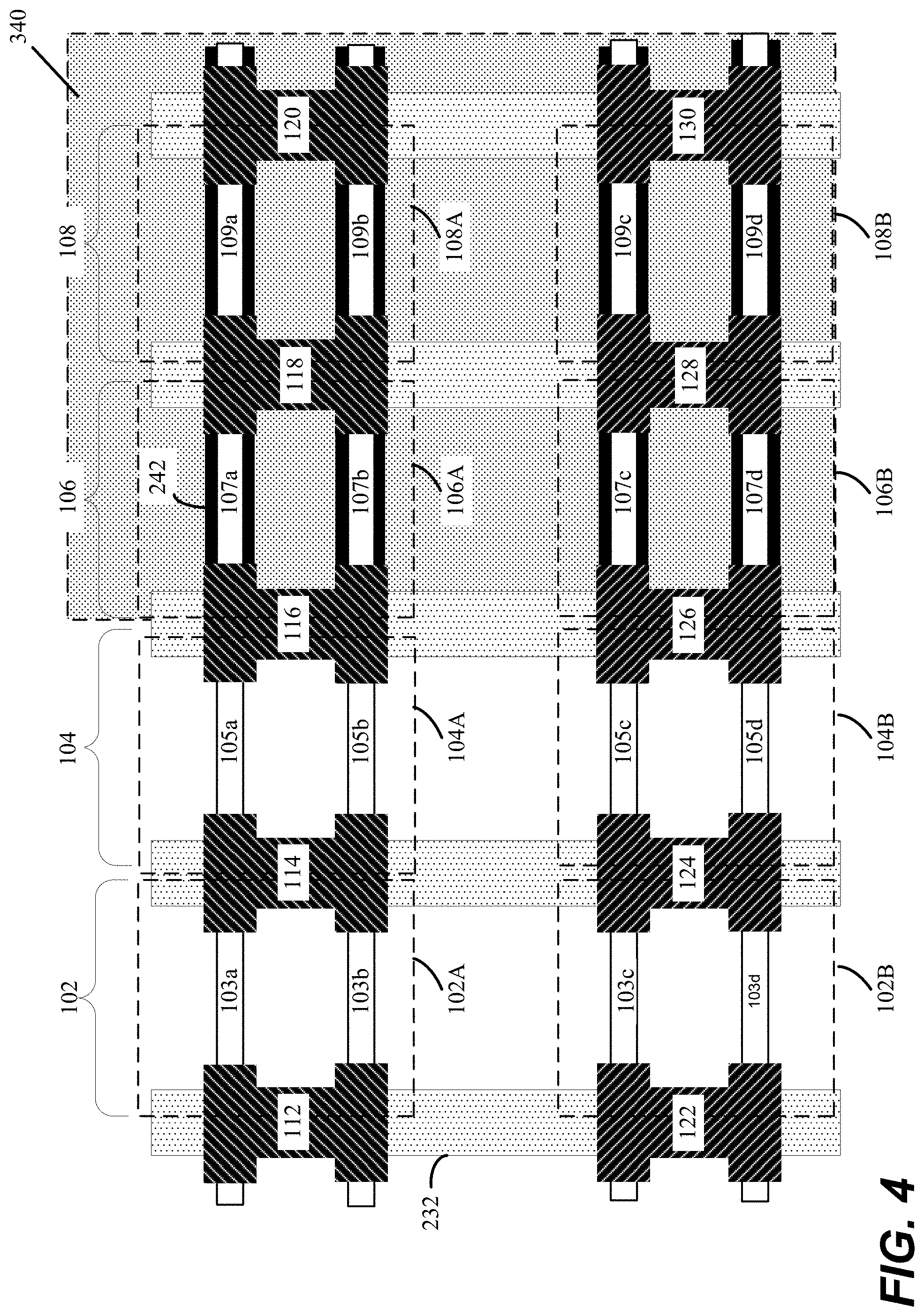 Patent US11777015 Figure 4 – Multiple planes of transistors with different transistor architectures to enhance 3D logic and memory circuits