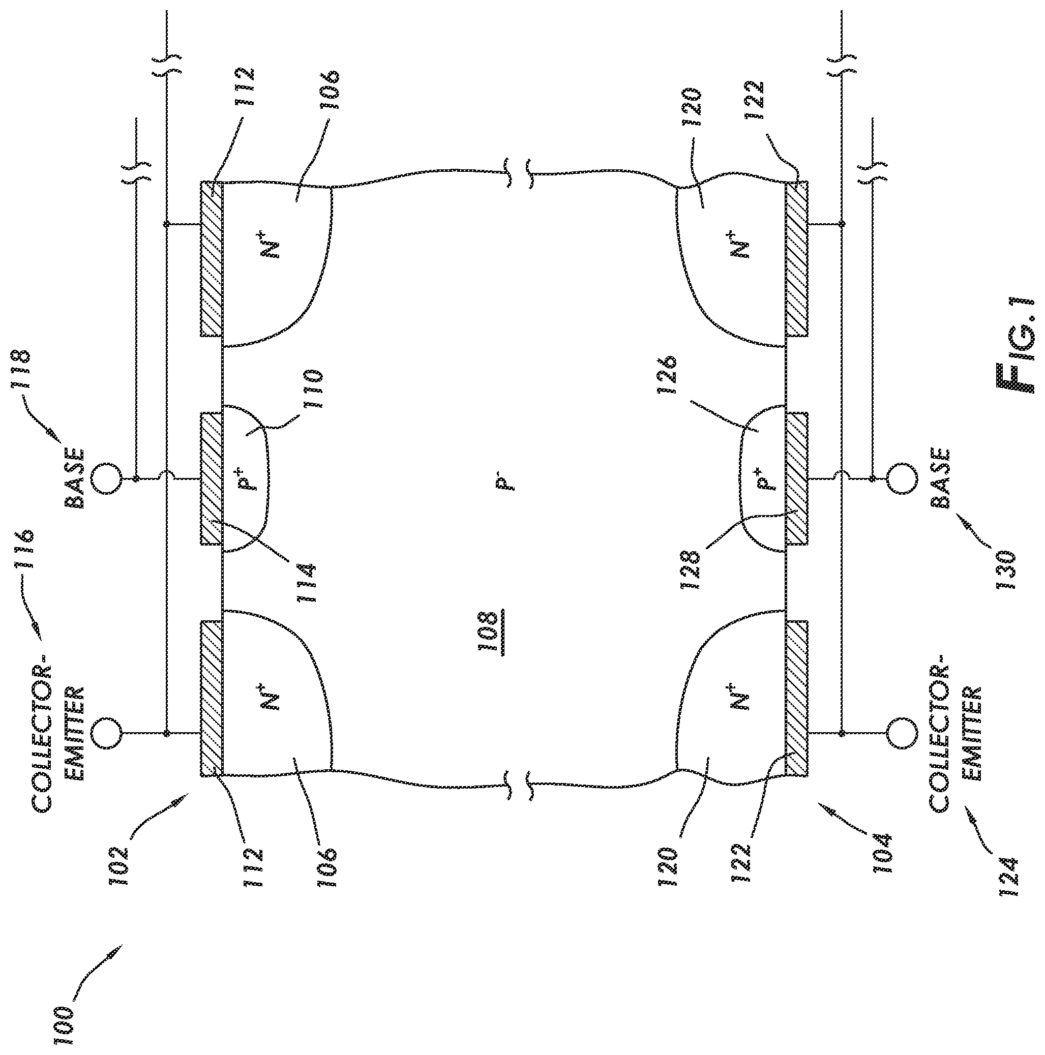 Patent US11777018 — Layout to reduce current crowding at endpoints — Figure 1