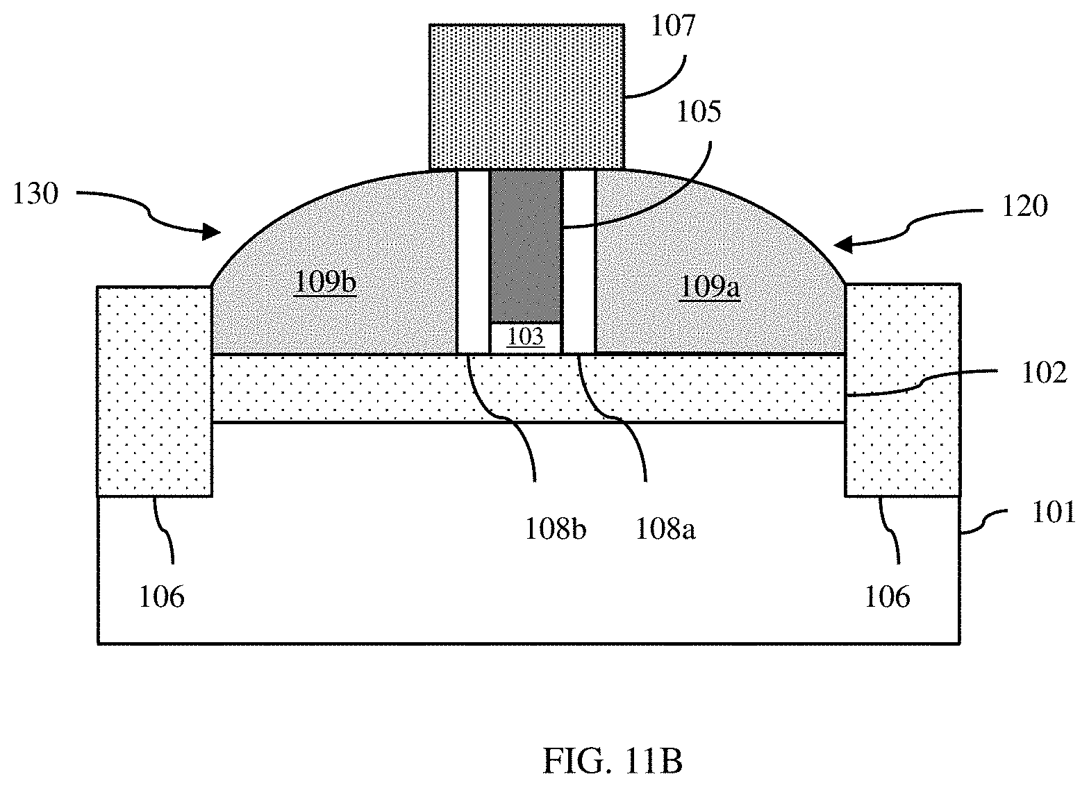 Patent US11777019 Figure 11 – Lateral heterojunction bipolar transistor with improved breakdown voltage and method