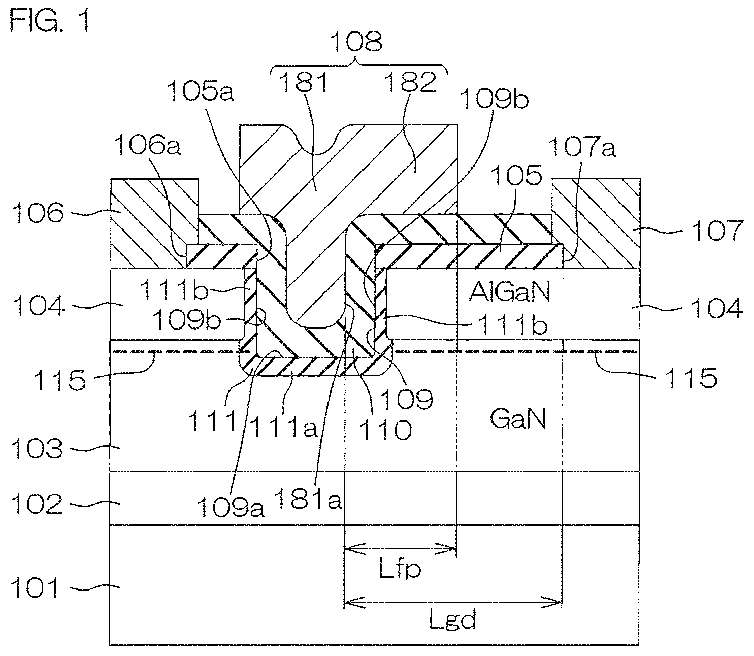 Patent US11777024 Figure 1 – Nitride semiconductor device and fabrication method therefor