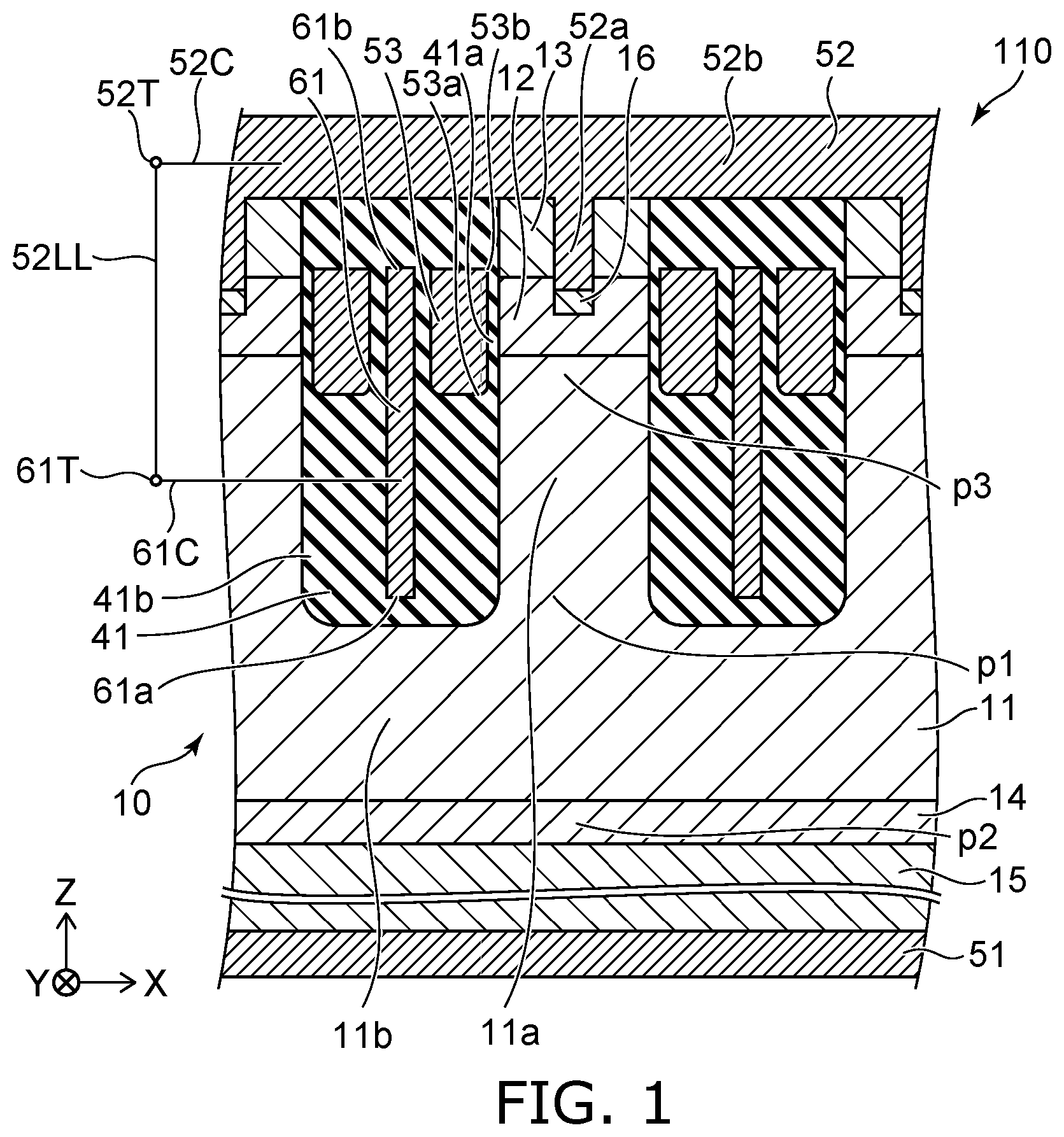 Patent US11777028 Figure 1 – Semiconductor device