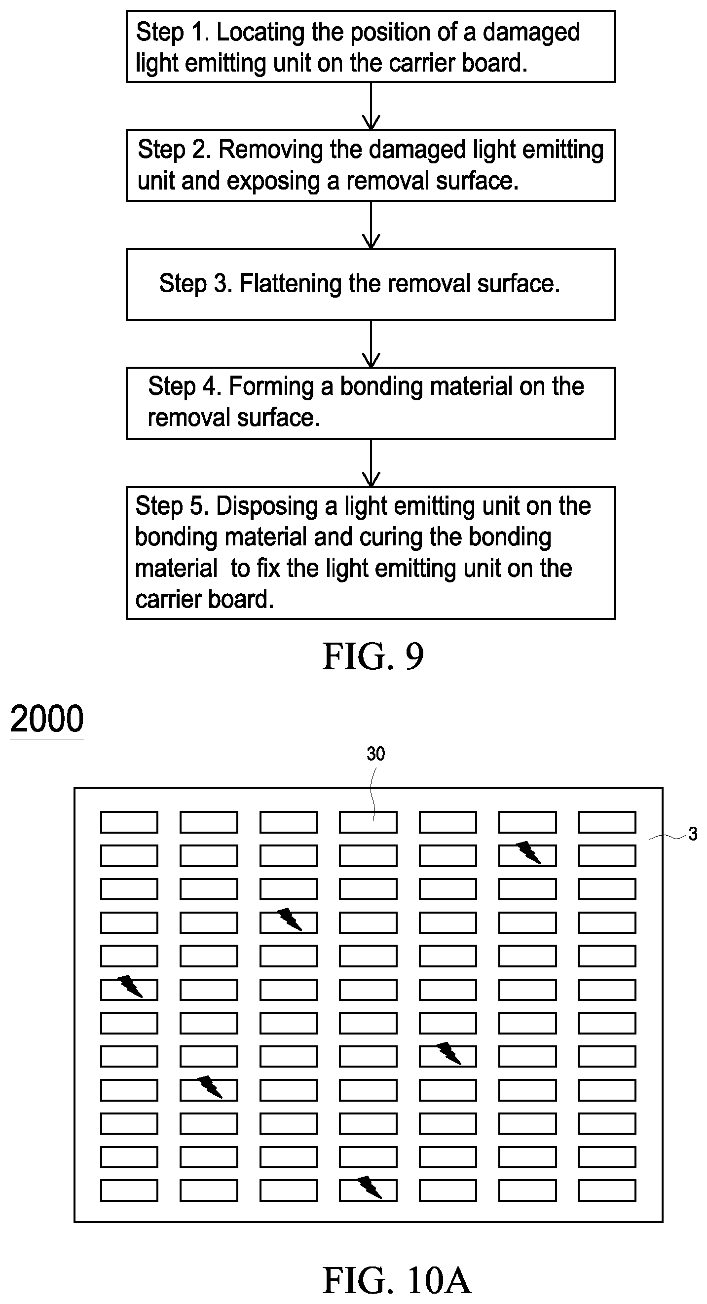 Patent US11777052 Figure 9 – Method of repairing the light emitting device