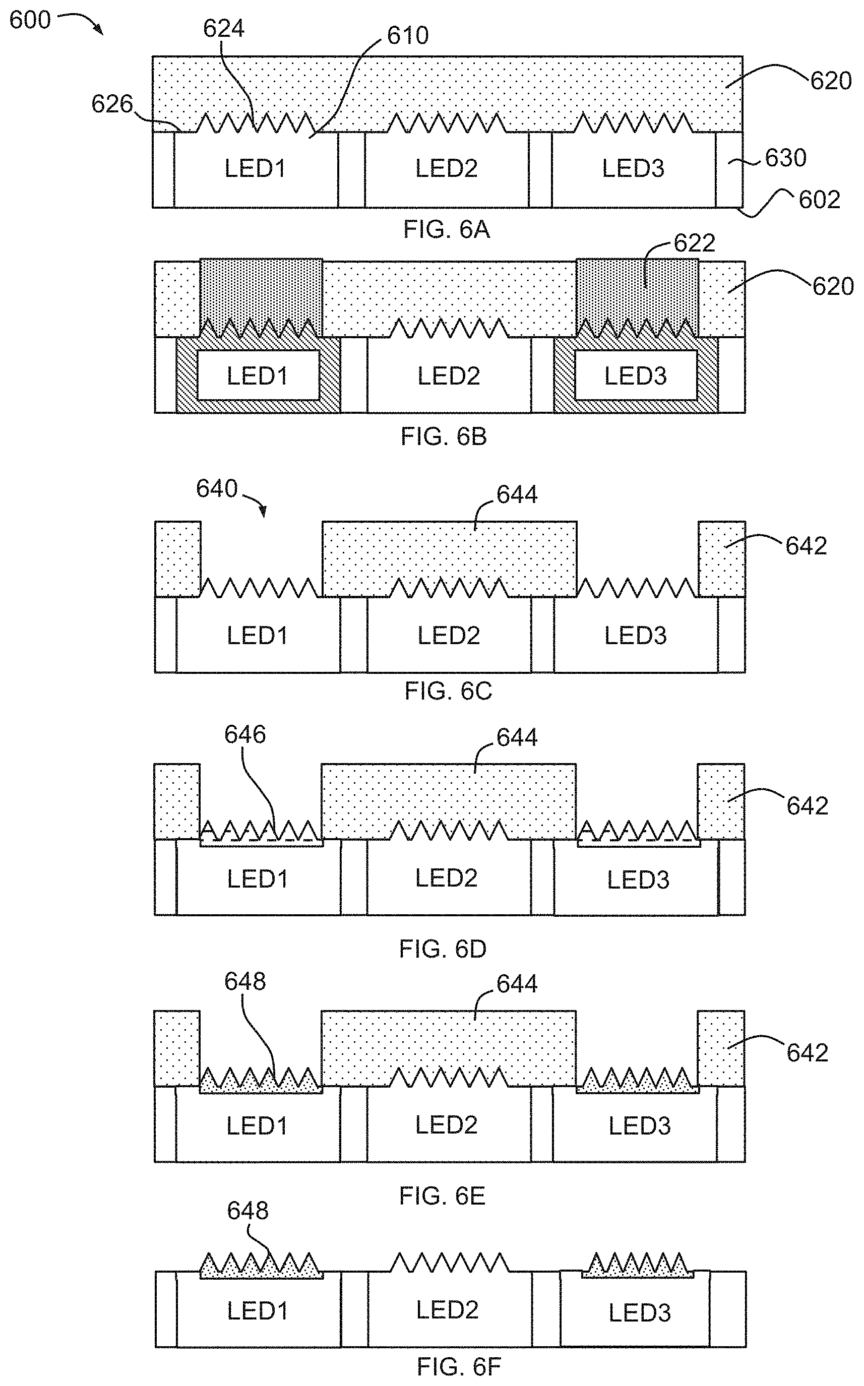 Patent US11777059 Figure 8 – Pixelated light-emitting diode for self-aligned photoresist patterning