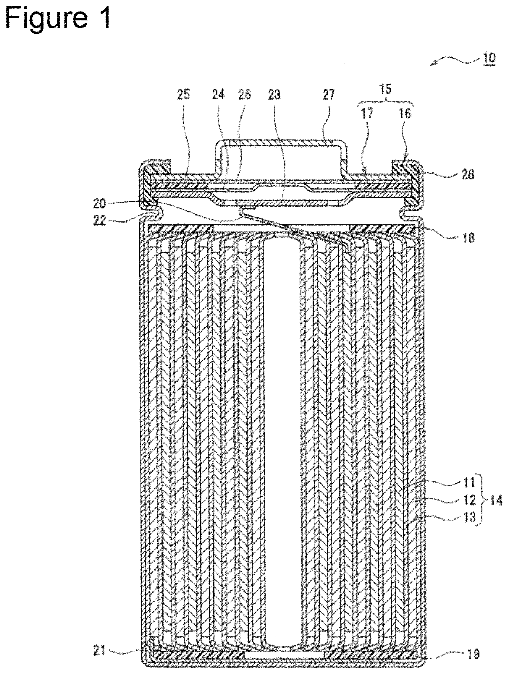 Patent US11777074 — Secondary battery positive electrode and secondary battery — Figure 1