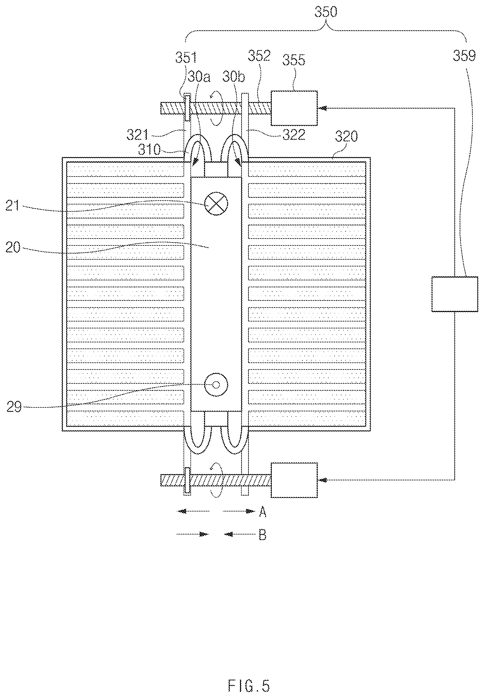 Patent US11777112 Figure 5 – Heat exchange apparatus for cooling water of fuel cell and fuel cell system including the same