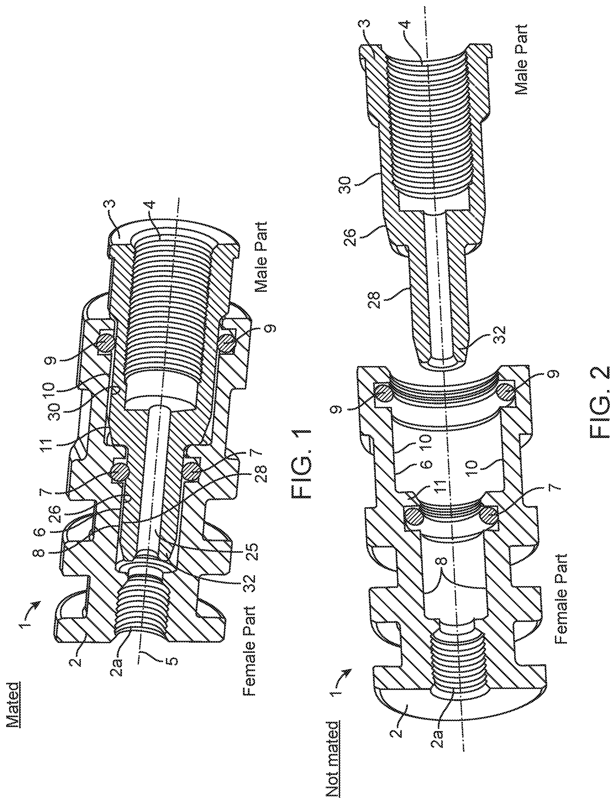Patent US11777117 Figure 1 – Fluid connector system