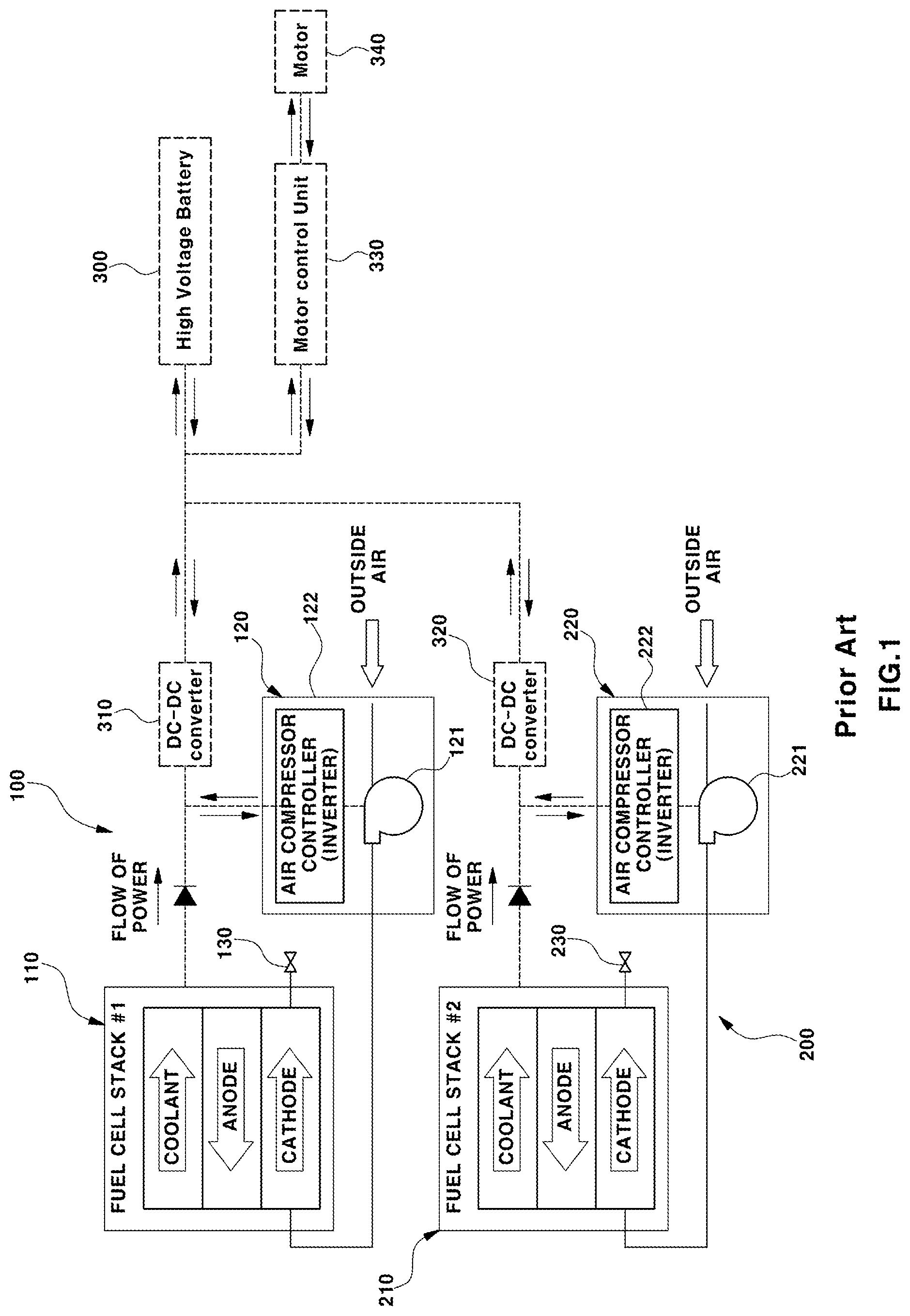 Patent US11777118 — Method of controlling start/stop of parallel fuel cell system — Figure 1