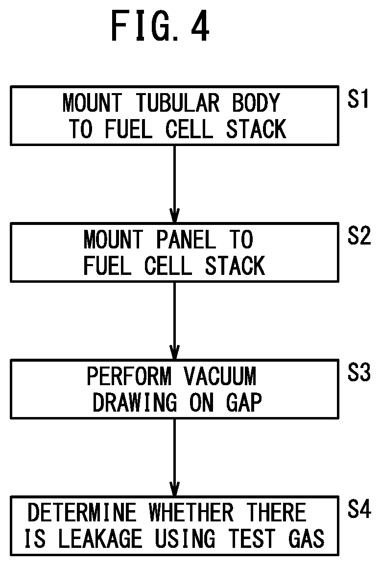 Patent US11777119 Figure 4 – Leak test method for fuel cell stack