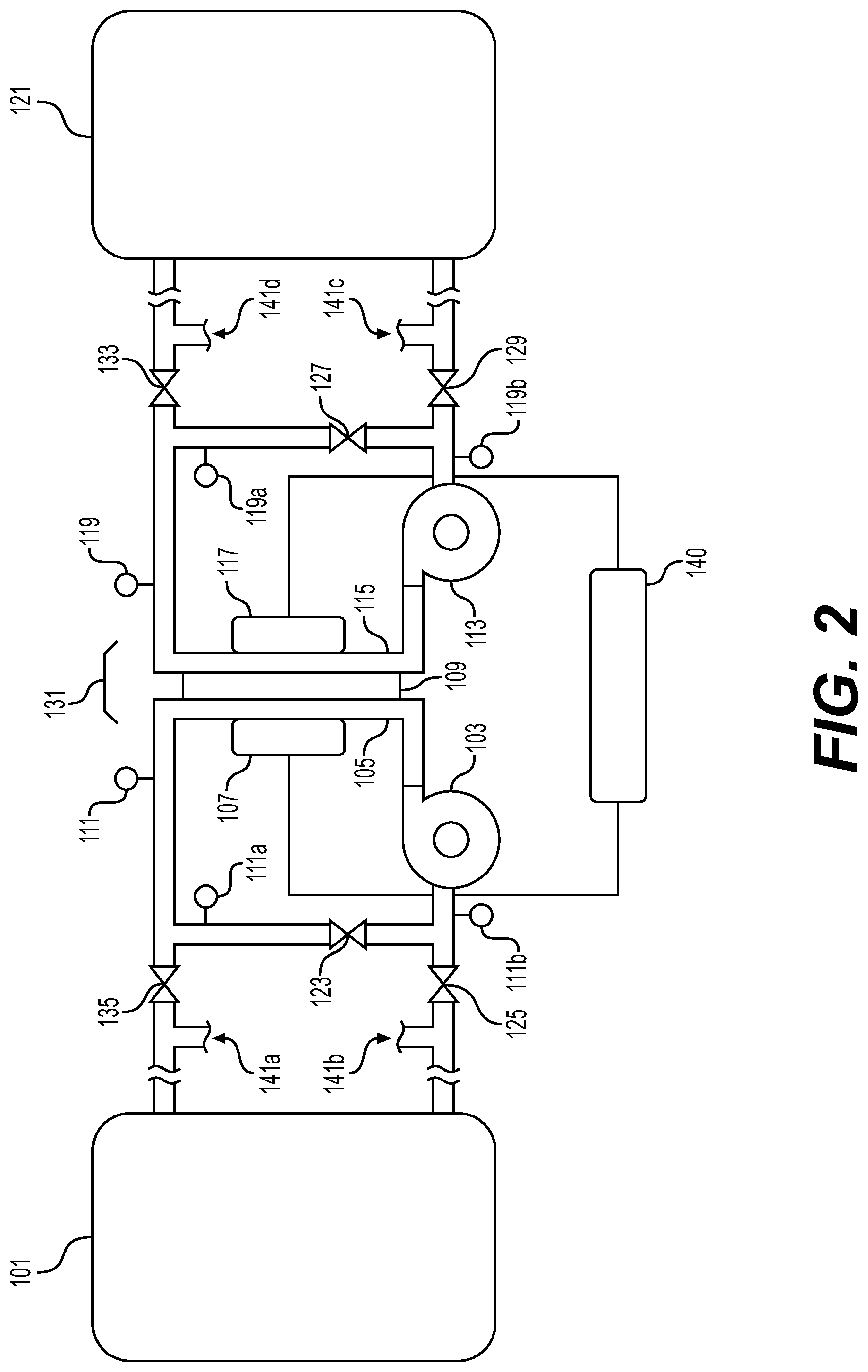 Patent US11777128 Figure 2 – Flow battery with a dynamic fluidic network