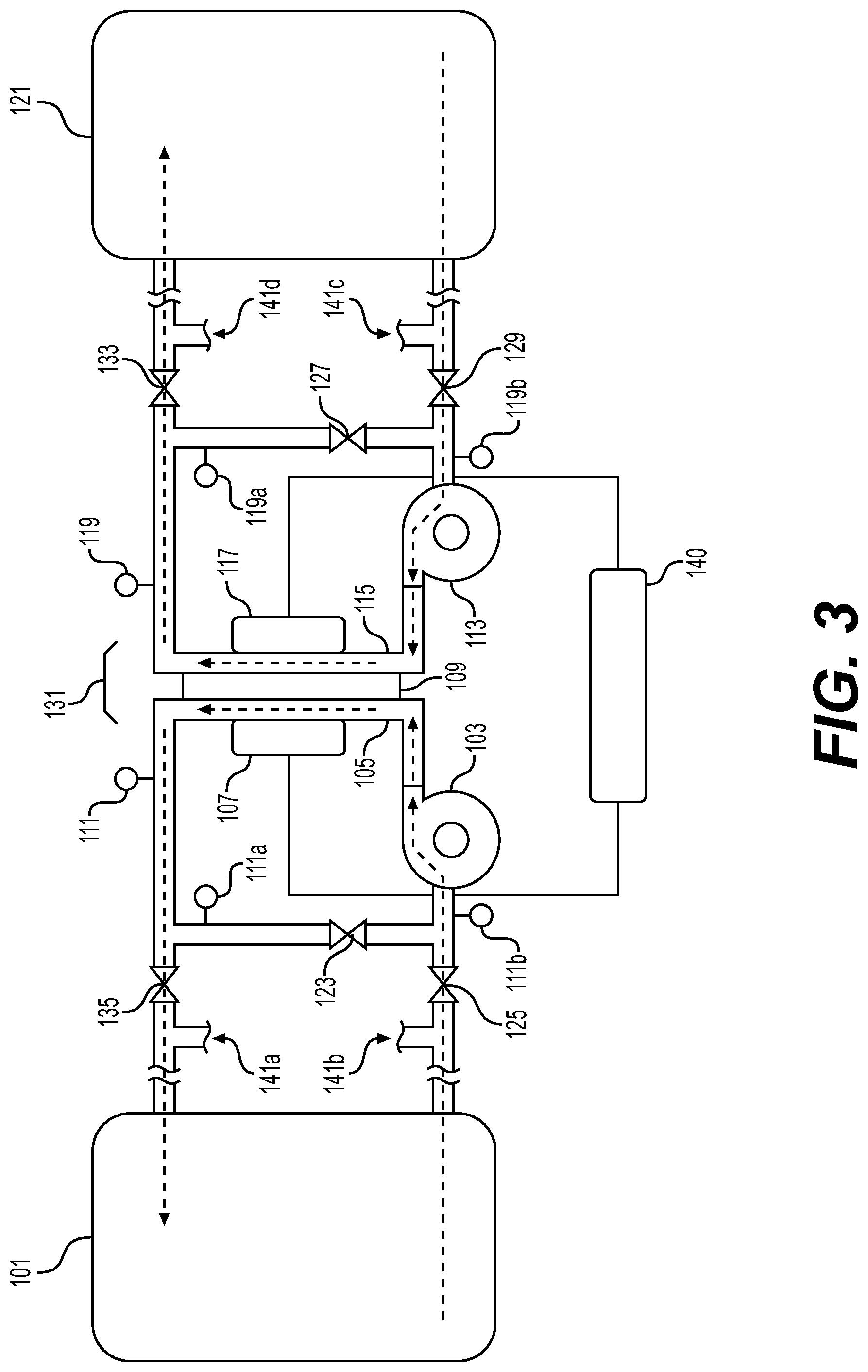 Patent US11777128 Figure 3 – Flow battery with a dynamic fluidic network