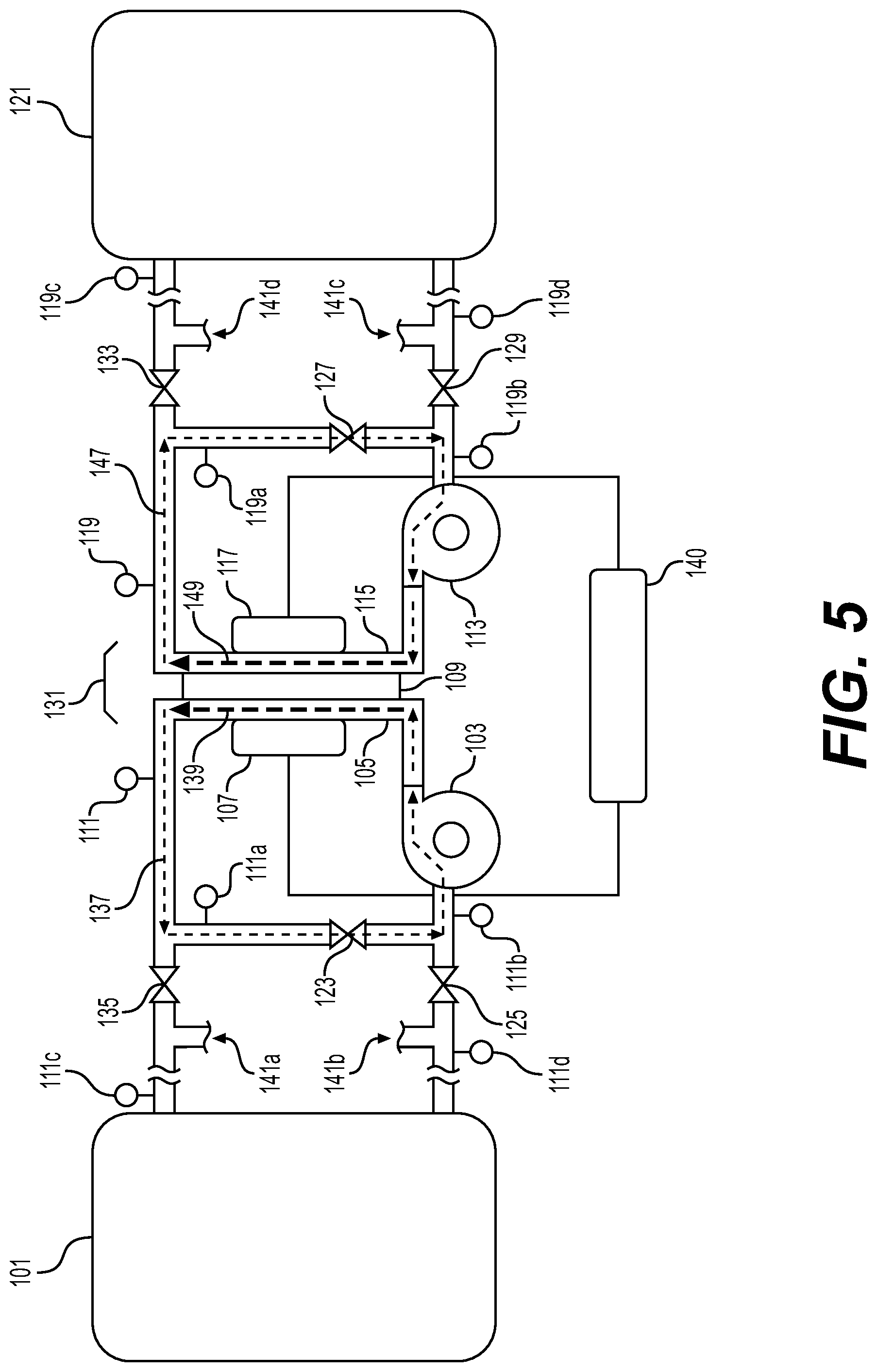 Patent US11777128 Figure 5 – Flow battery with a dynamic fluidic network