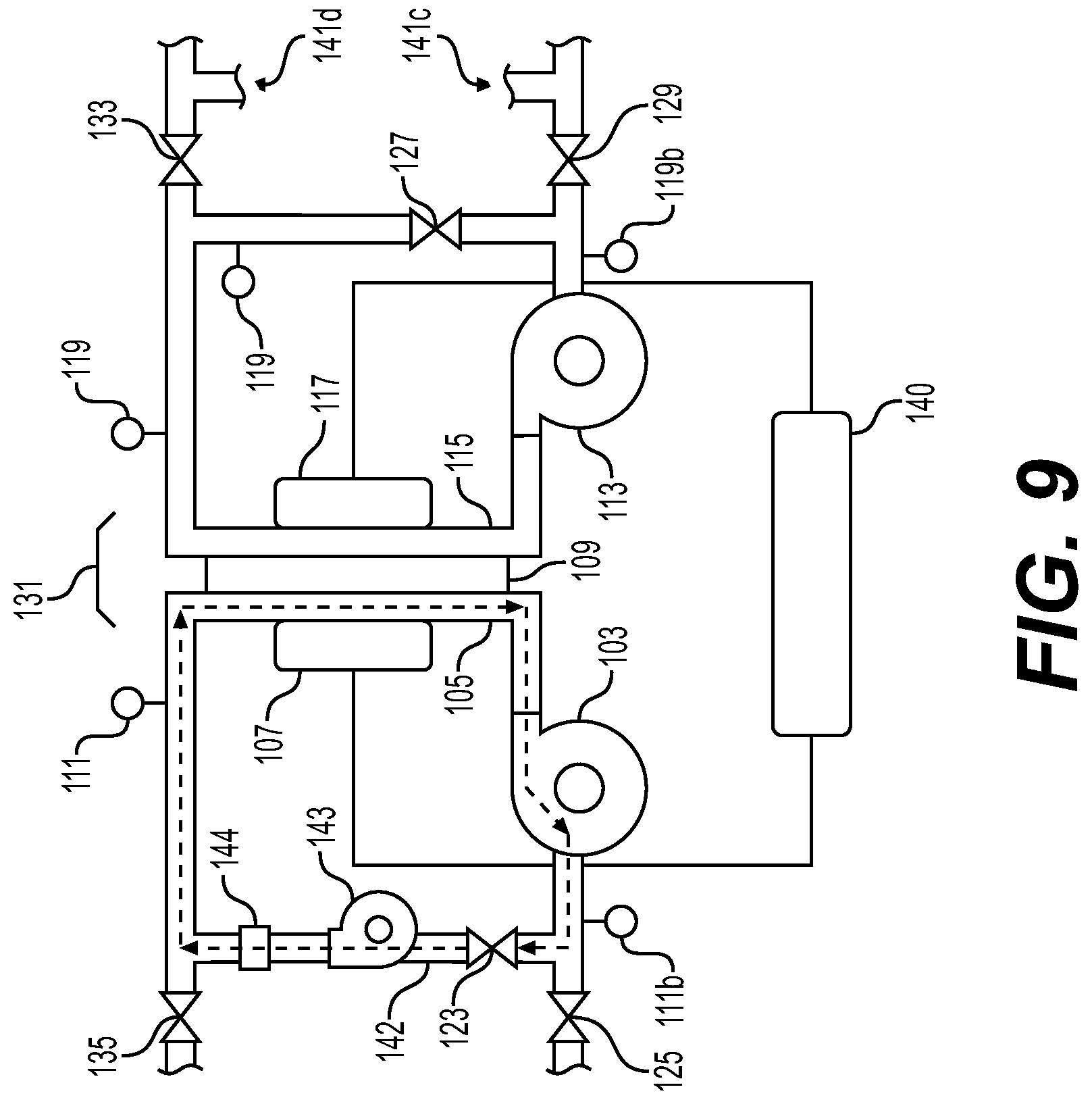 Patent US11777128 Figure 9 – Flow battery with a dynamic fluidic network