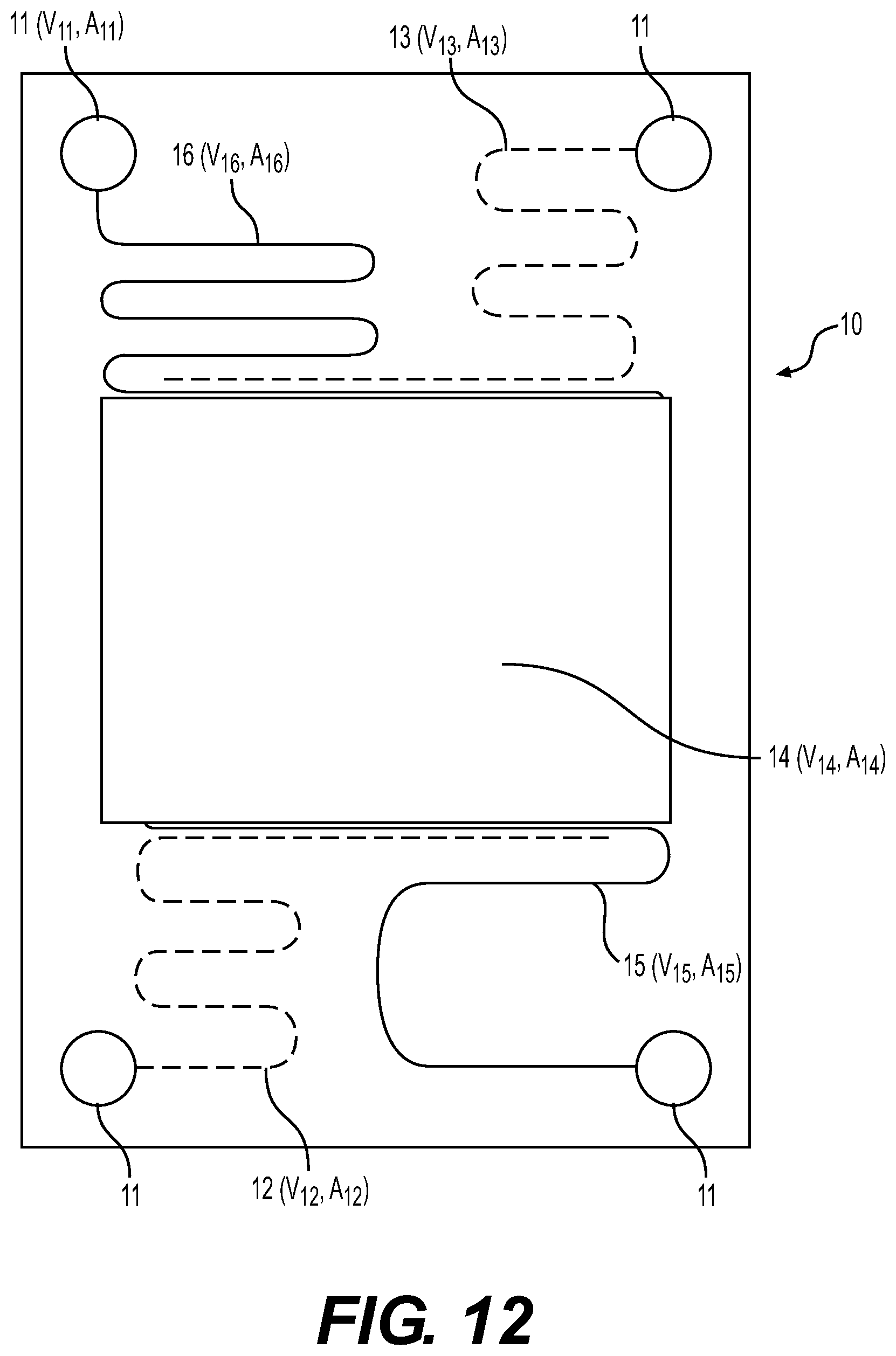 Patent US11777128 Figure 12 – Flow battery with a dynamic fluidic network