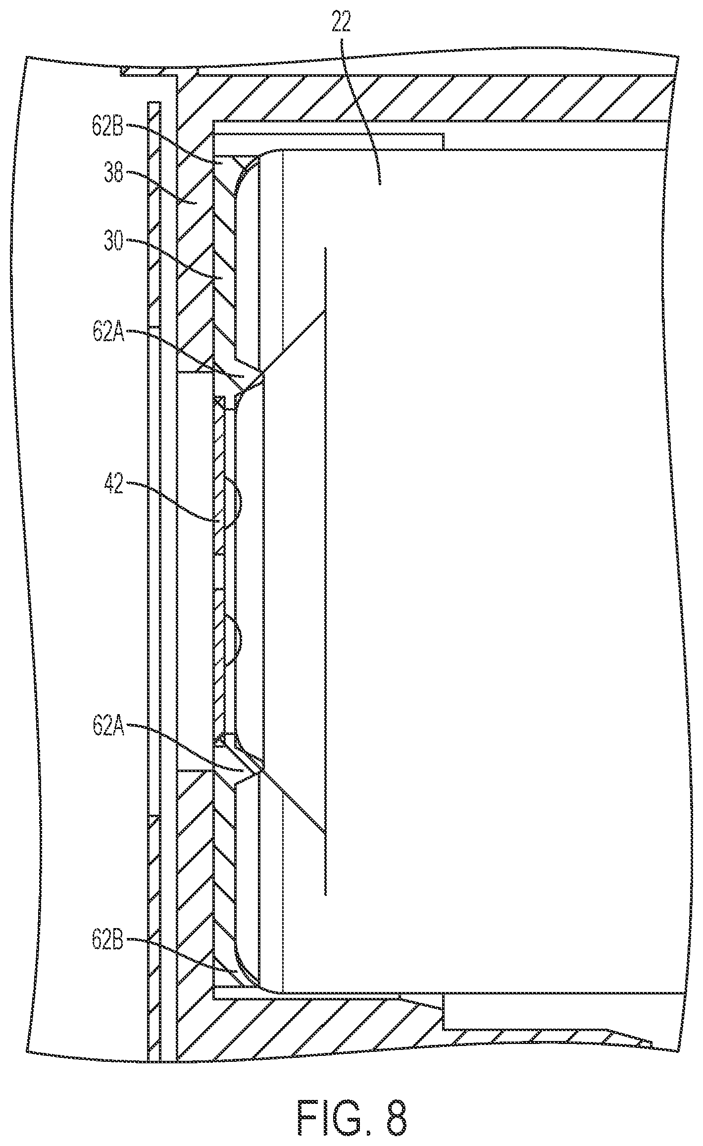 Patent US11777151 Figure 8 – Arrangements for inhibiting intrusion into battery pack electrical components