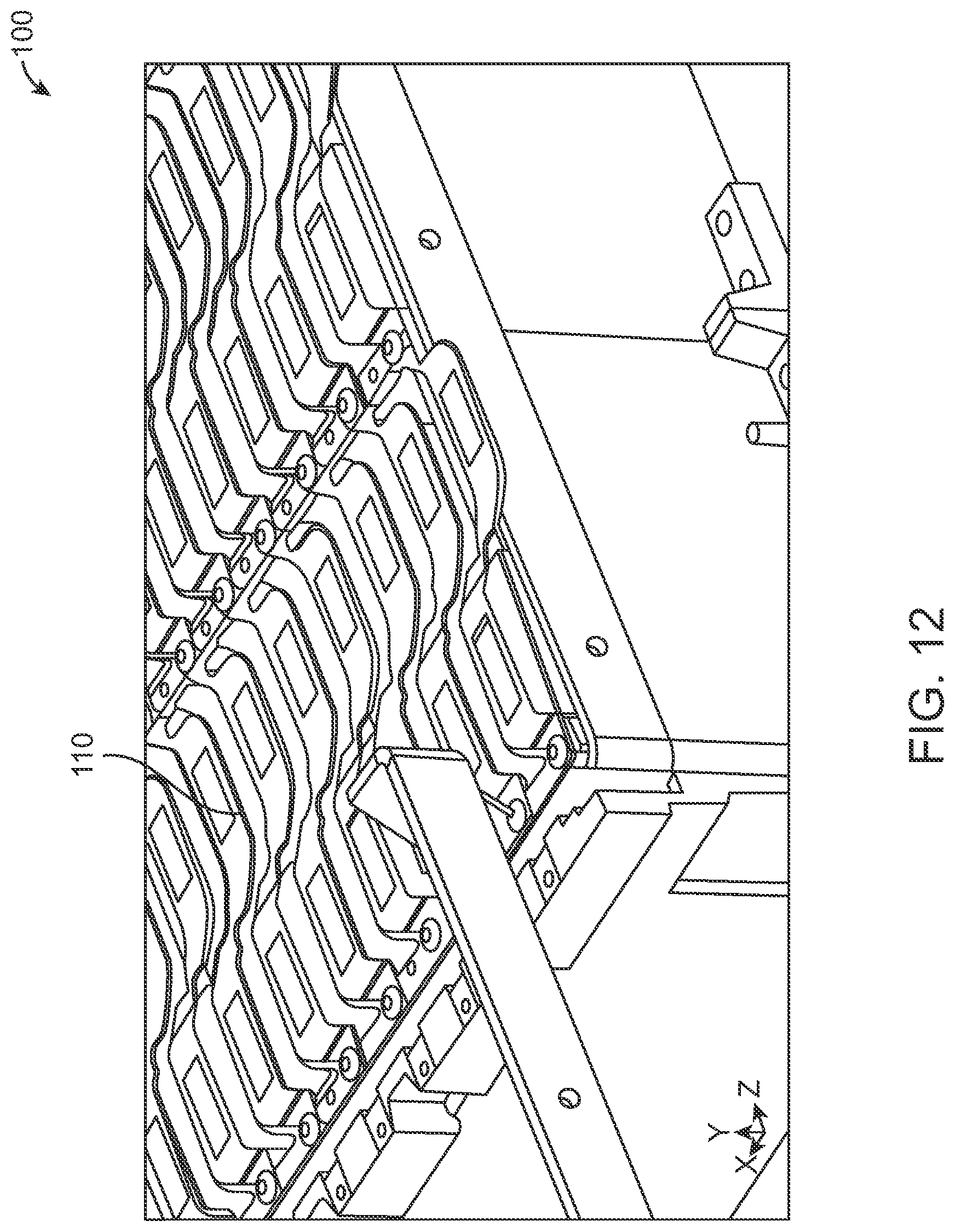 Patent US11777153 Figure 12 – Thermal and electrical management of battery packs