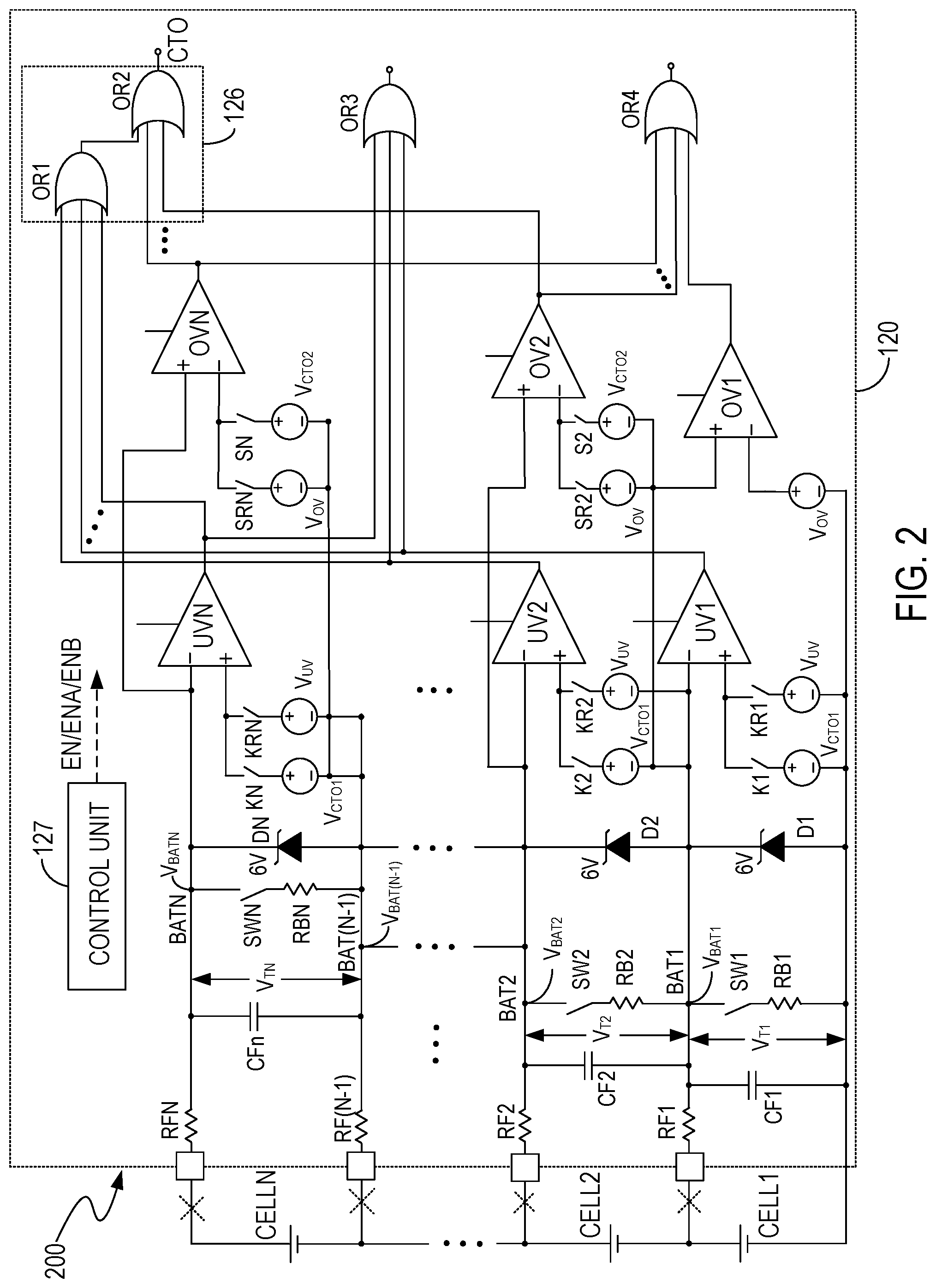 Patent US11777154 Figure 2 – Battery management systems and methods, and open cell detection systems