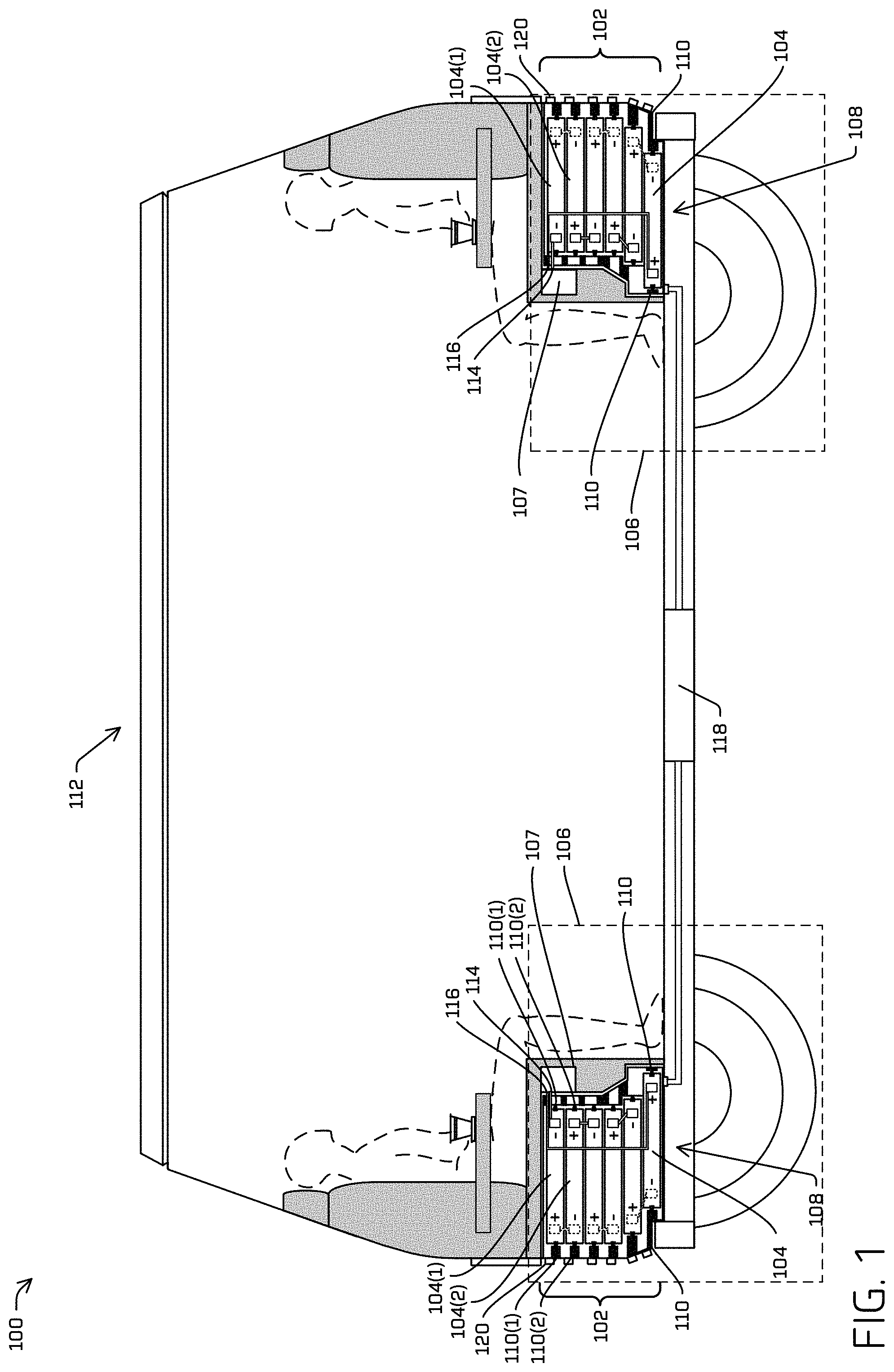 Patent US11777167 Figure 1 – Electrical system with thermal protection