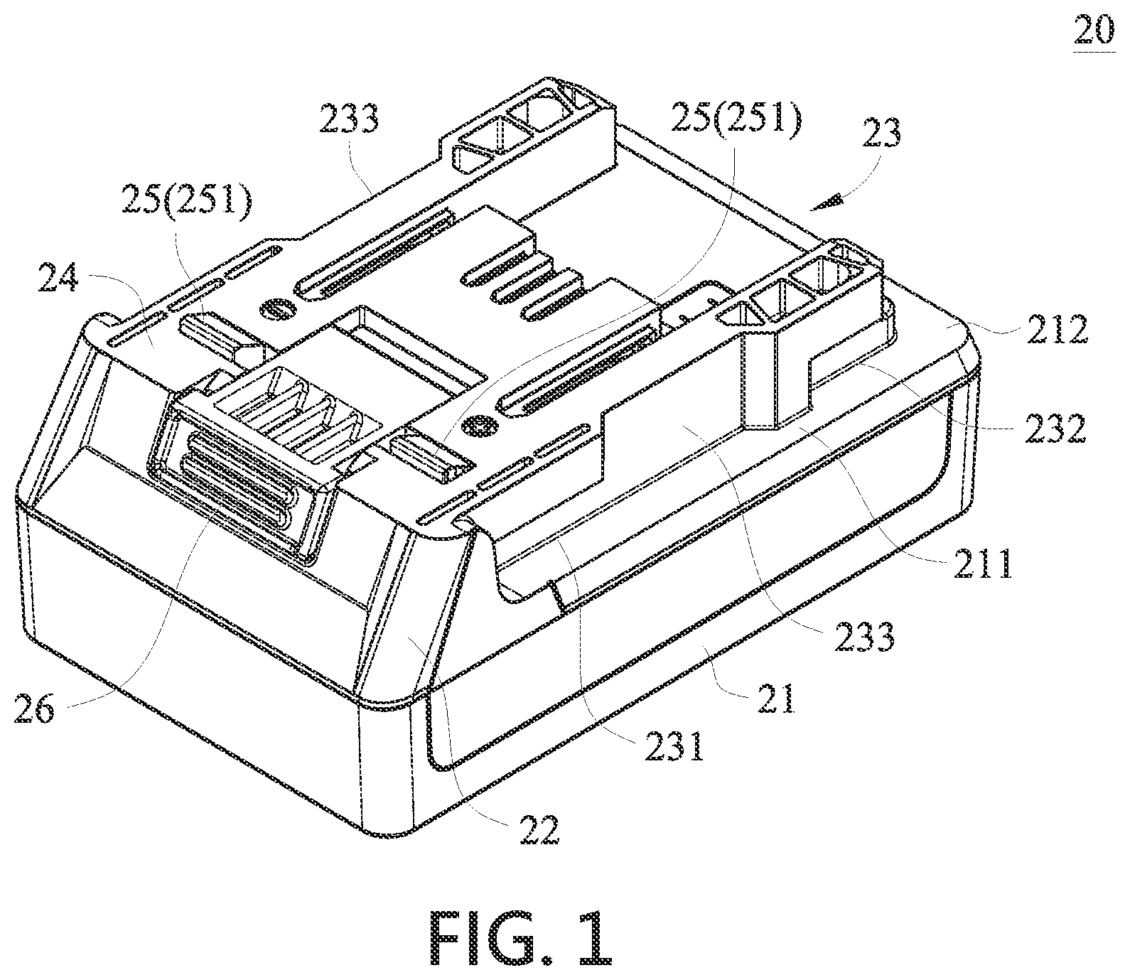 Patent US11777171 Figure 1 – Buckling structure for a battery of a handheld power tool