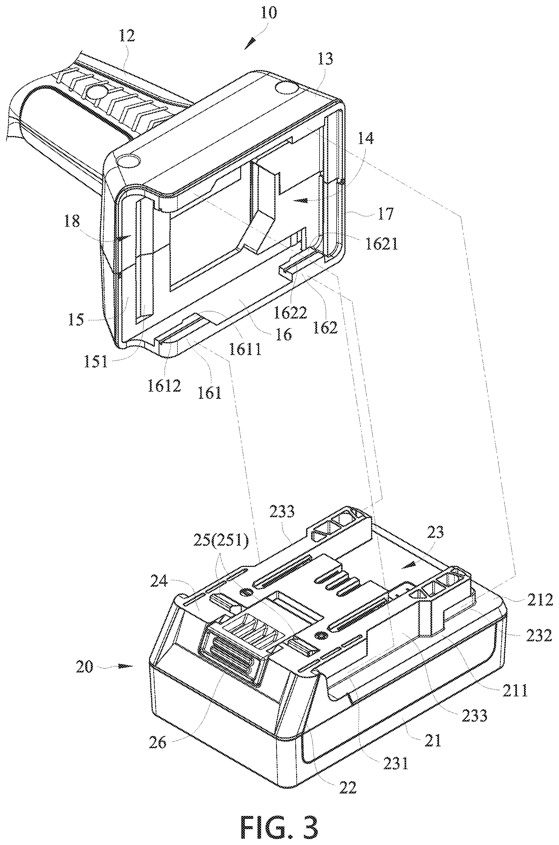 Patent US11777171 Figure 3 – Buckling structure for a battery of a handheld power tool