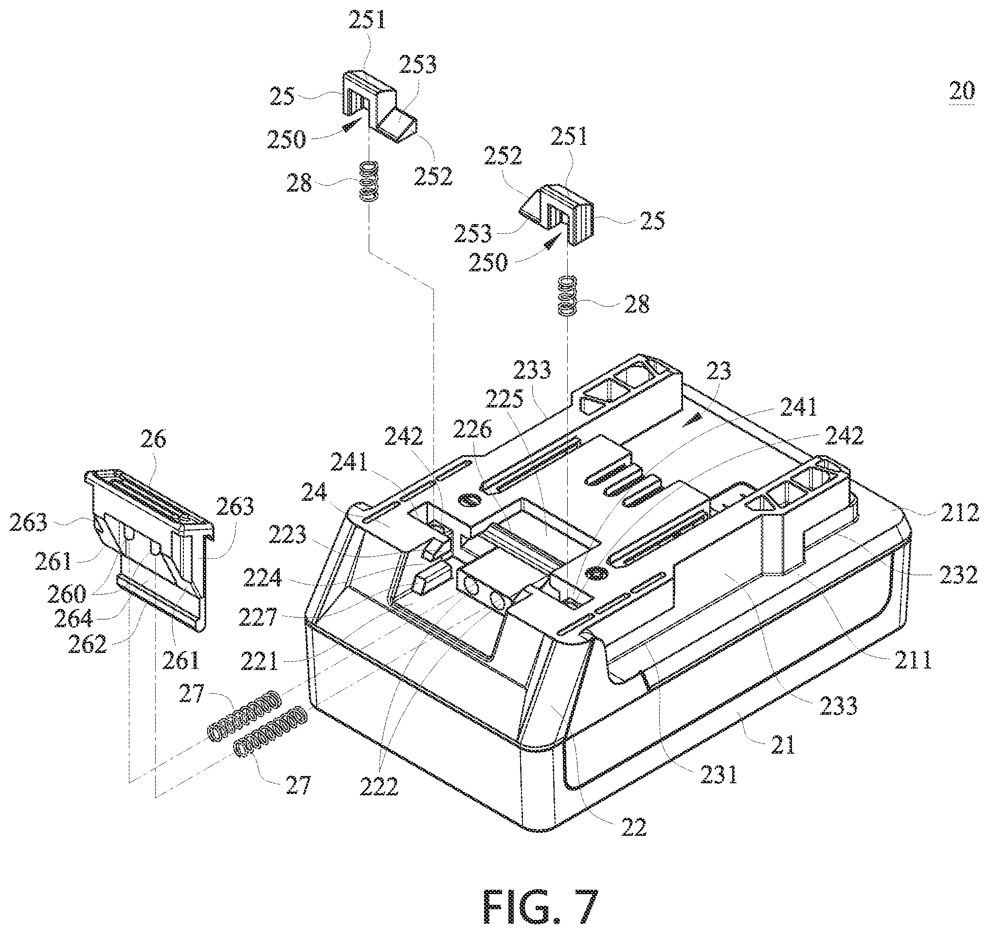 Patent US11777171 Figure 7 – Buckling structure for a battery of a handheld power tool