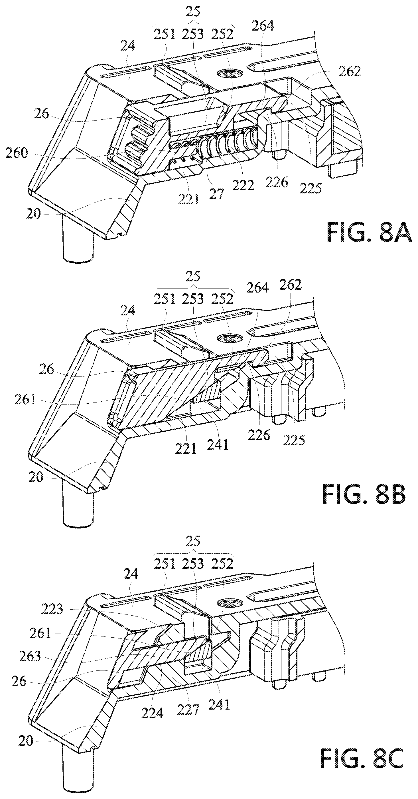 Patent US11777171 Figure 8 – Buckling structure for a battery of a handheld power tool