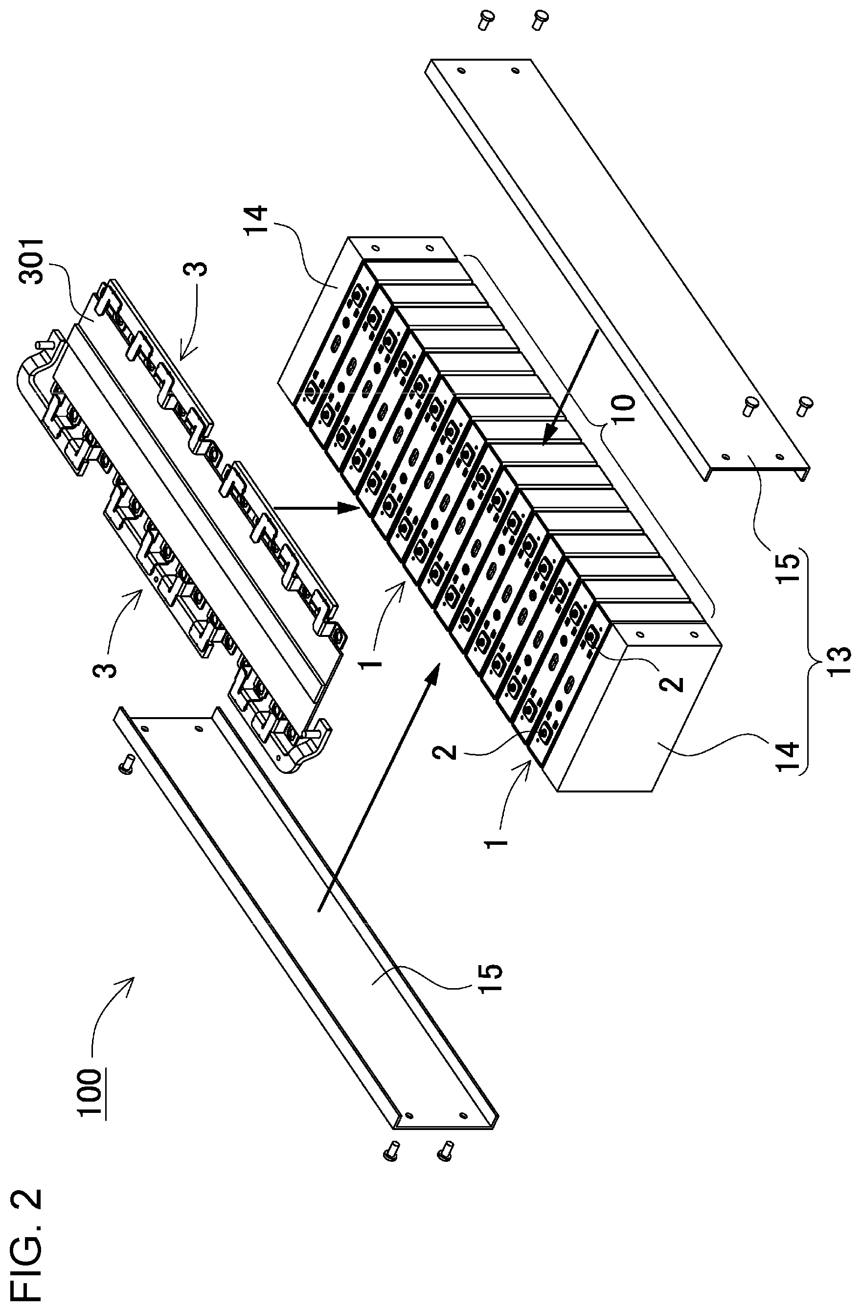 Patent US11777178 Figure 2 – Battery module, vehicle provided with same, and bus bar