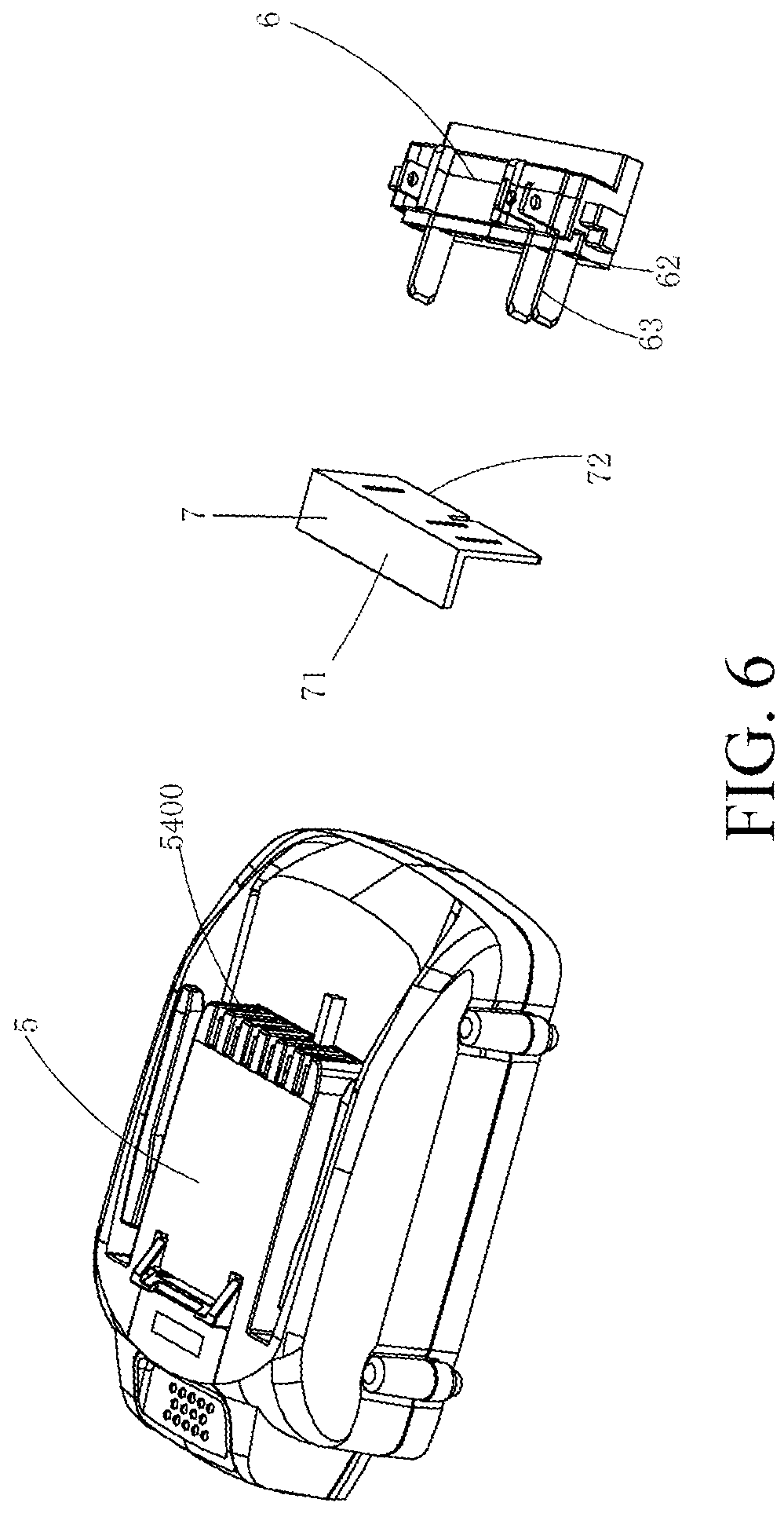 Patent US11777180 Figure 6 – Battery pack and power tool assembly