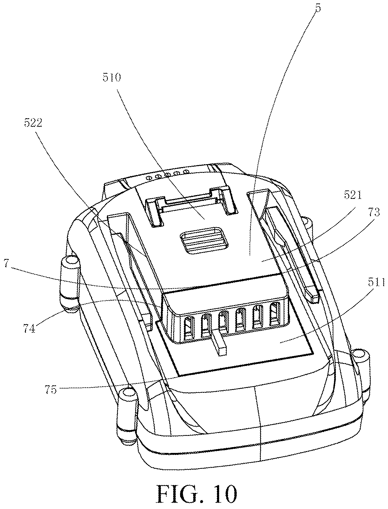 Patent US11777180 Figure 10 – Battery pack and power tool assembly