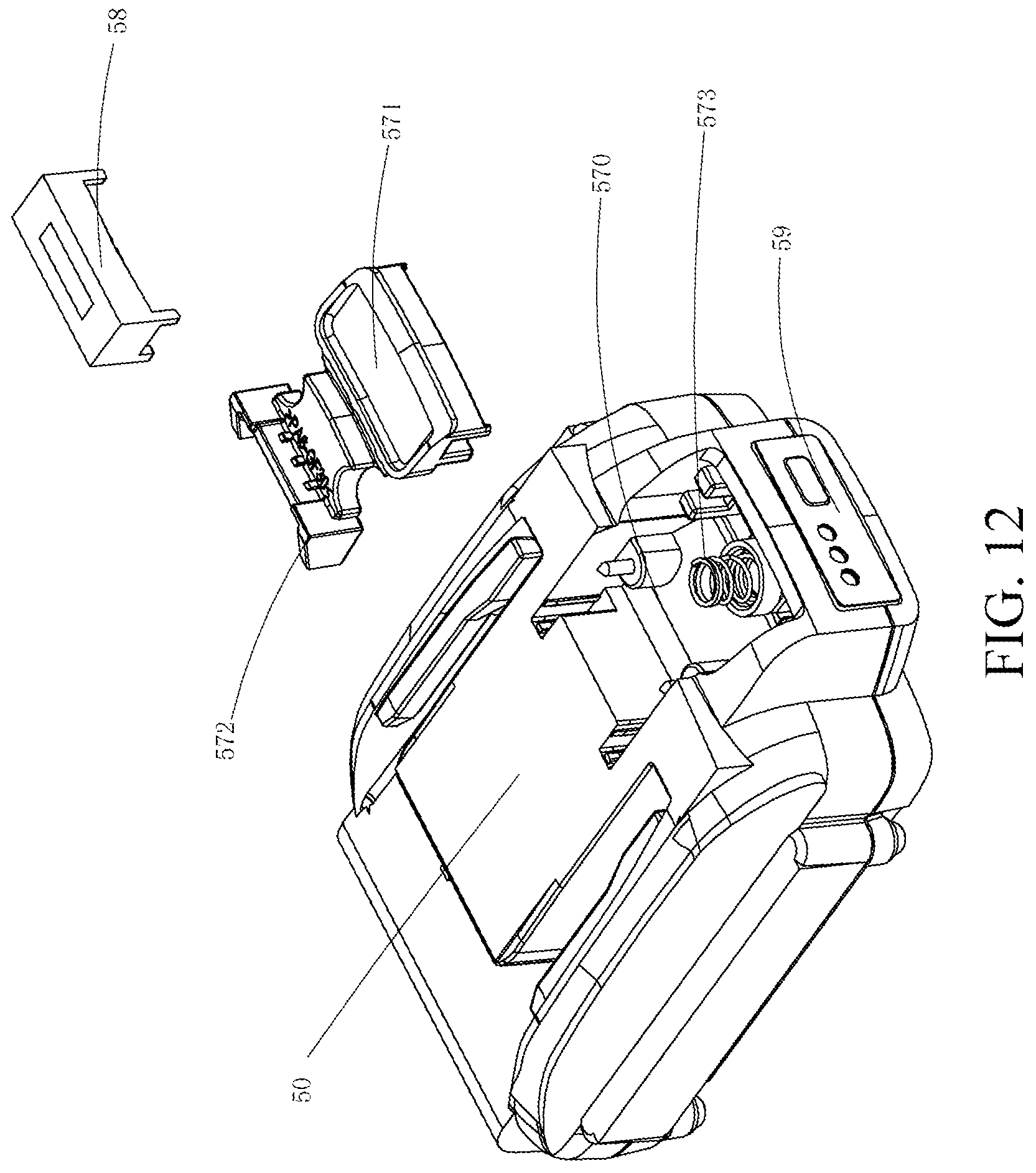 Patent US11777180 Figure 12 – Battery pack and power tool assembly