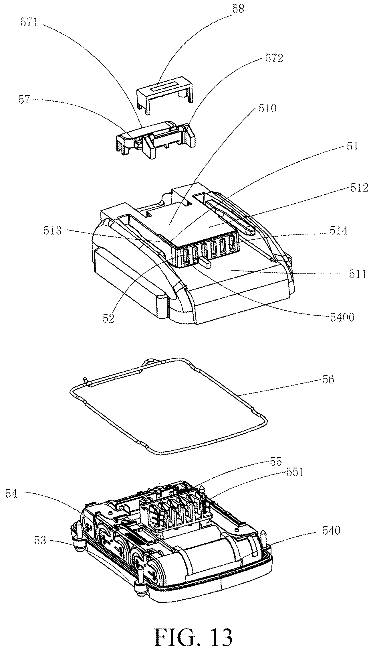 Patent US11777180 Figure 13 – Battery pack and power tool assembly