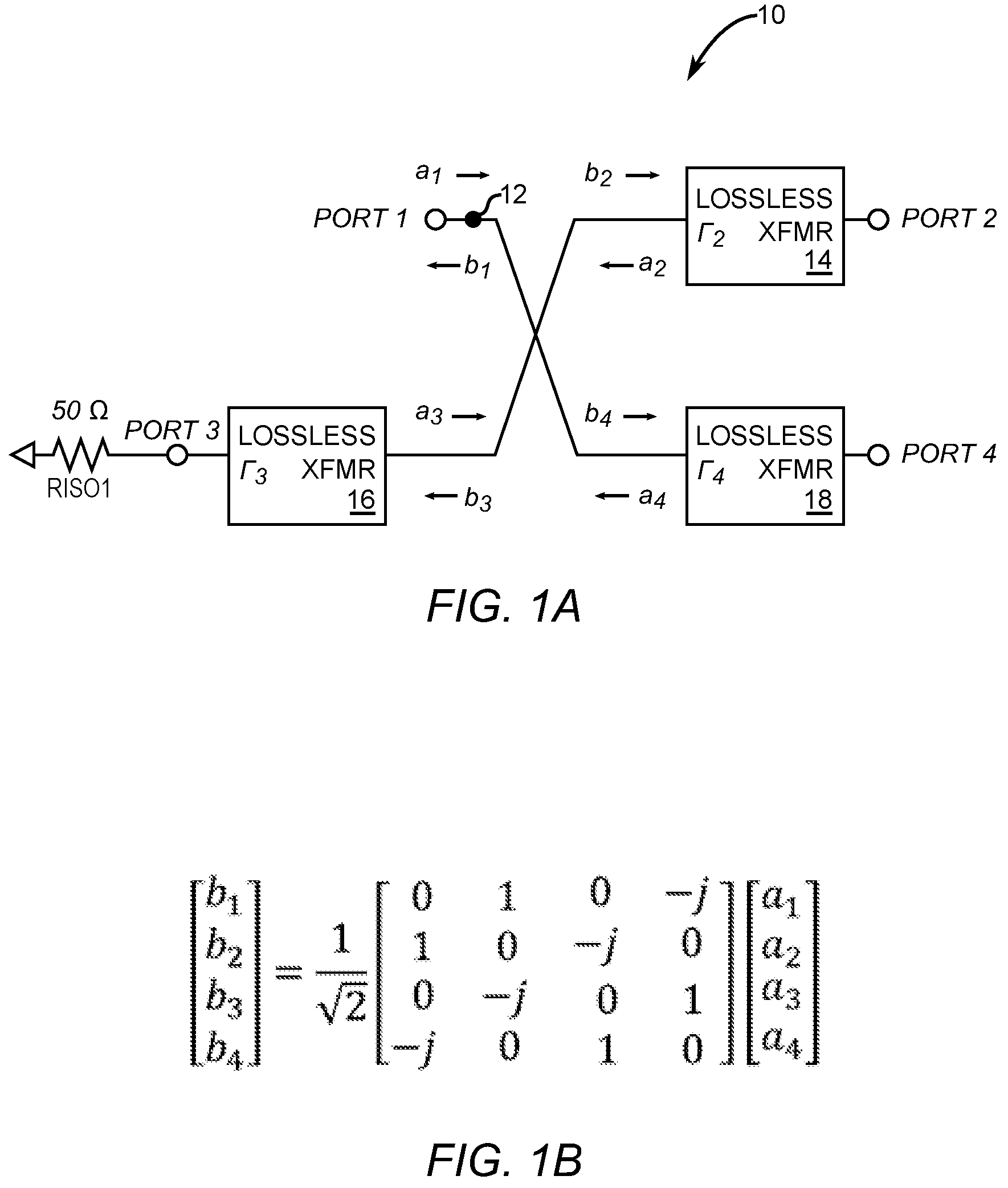 Patent US11777187 Figure 1 – Reconfigurable quadrature coupler